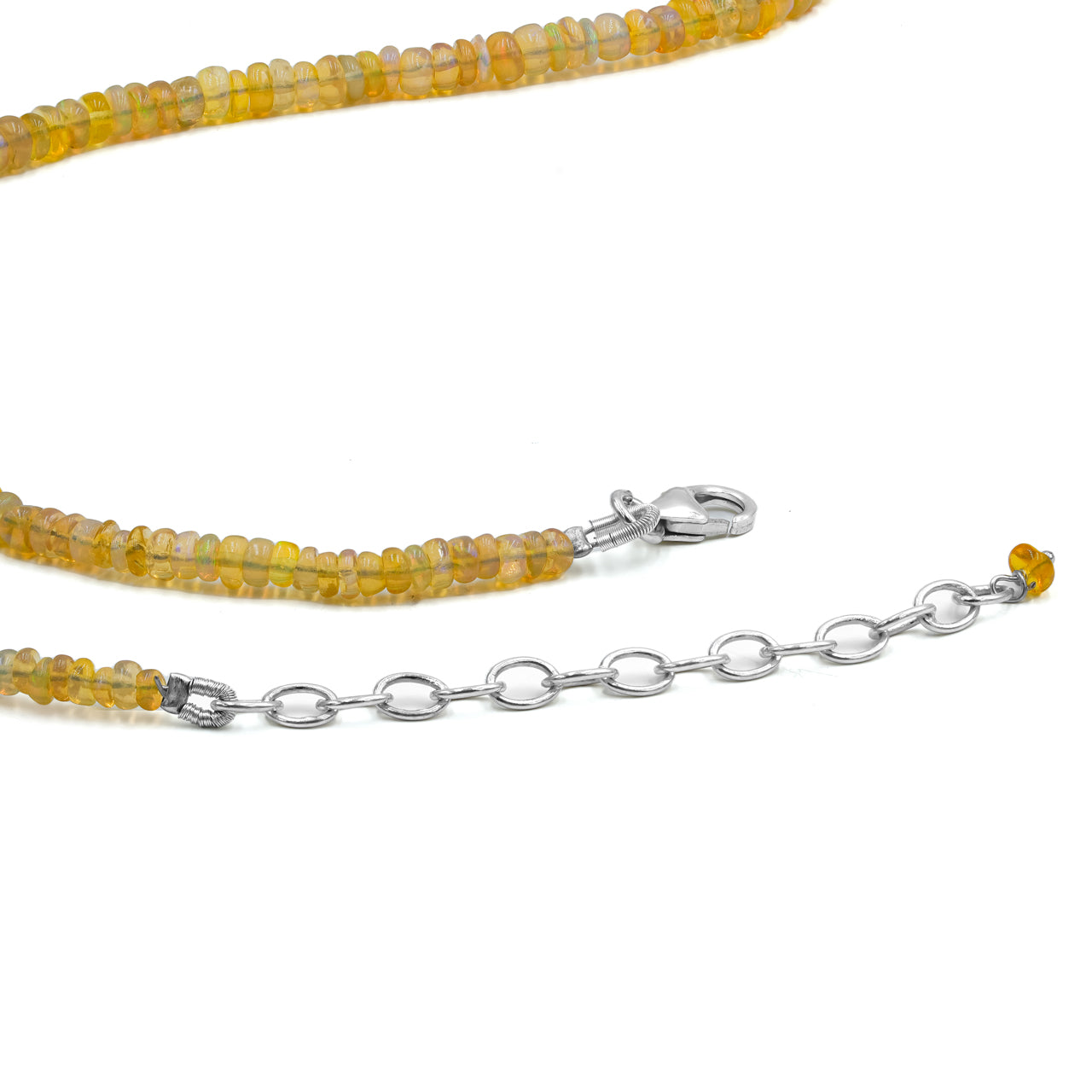 Starborn Yellow Sheen of Natural Ethiopian Opal Adjustable Bead Chain Necklace