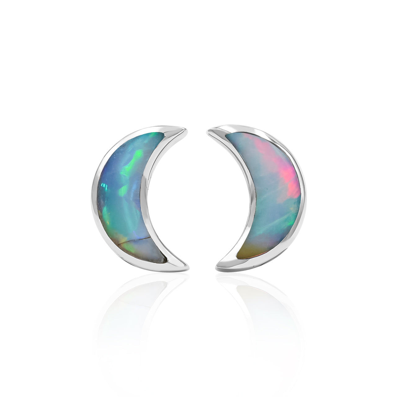 Aretes estilo poste con forma de luna creciente de Starborn en plata de ley