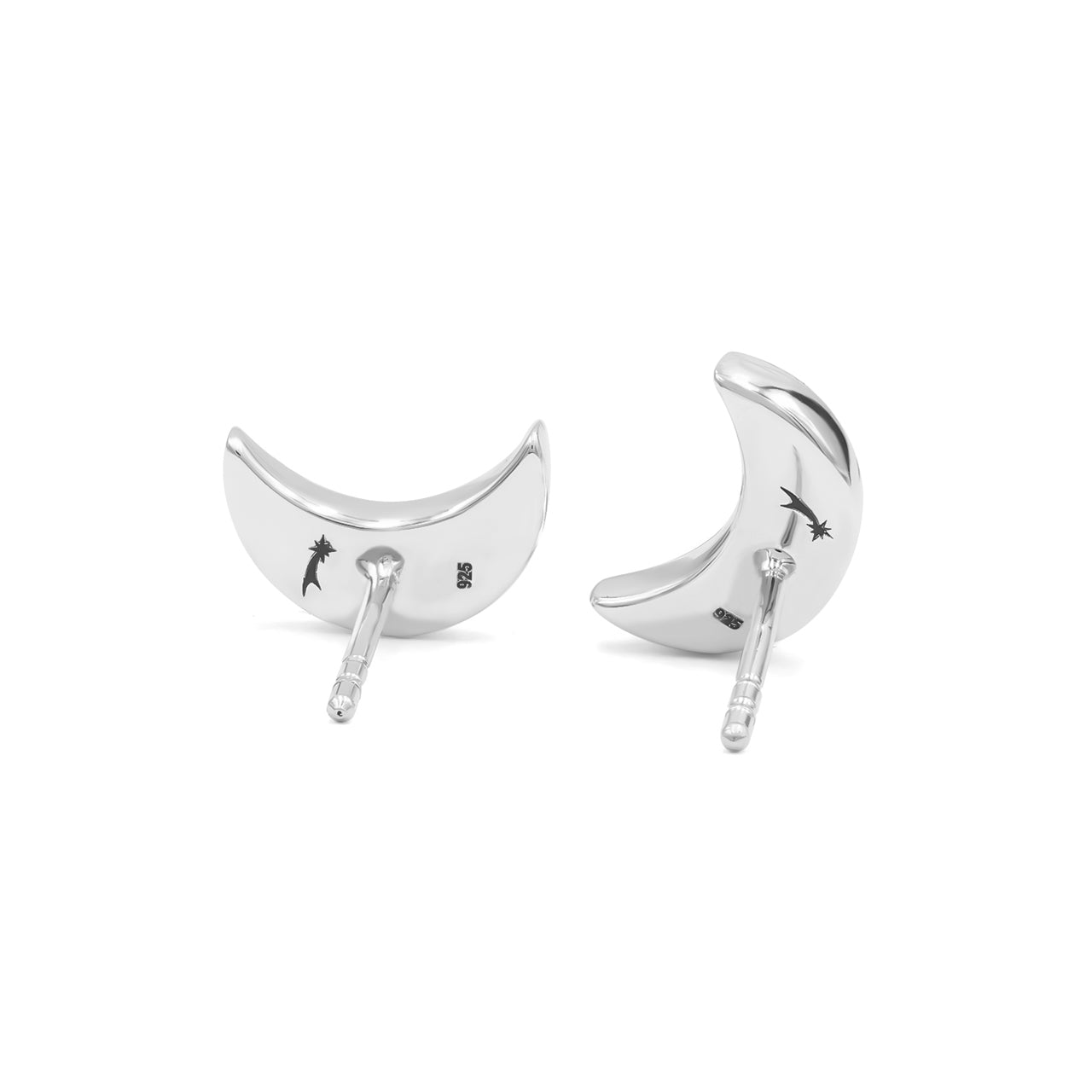 Aretes estilo poste con forma de luna creciente de Starborn en plata de ley