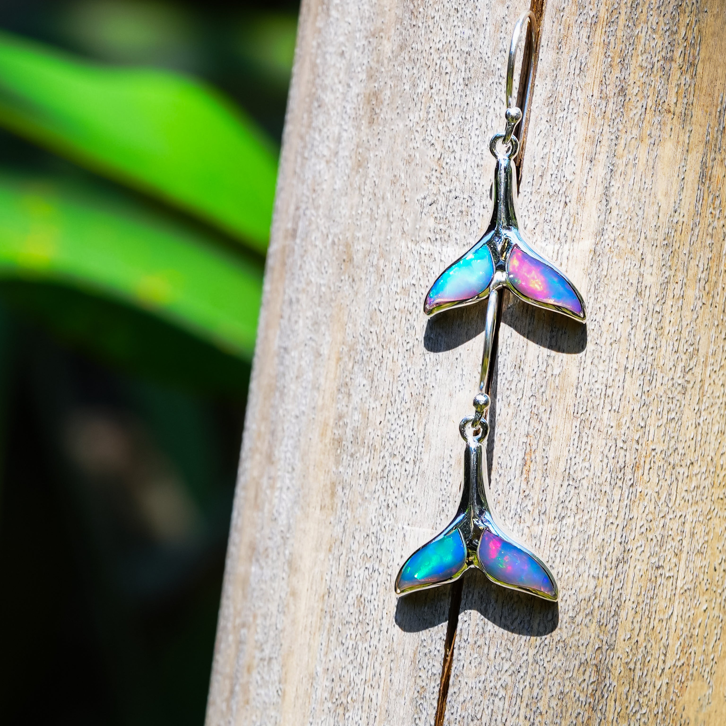 Starborn Gemstone Whale Tail Earrings in Sterling Silver