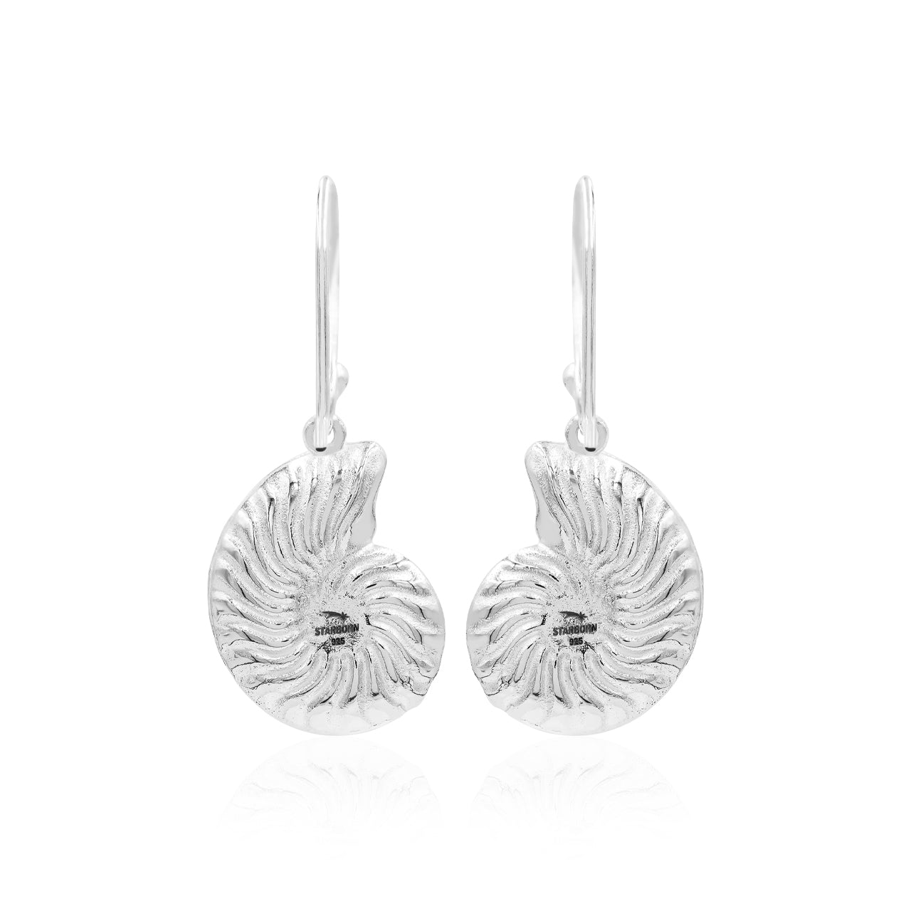 Starborn Nautilus Ammonite with Natural Ethiopian Opal Inlay Earring in Sterling Silver