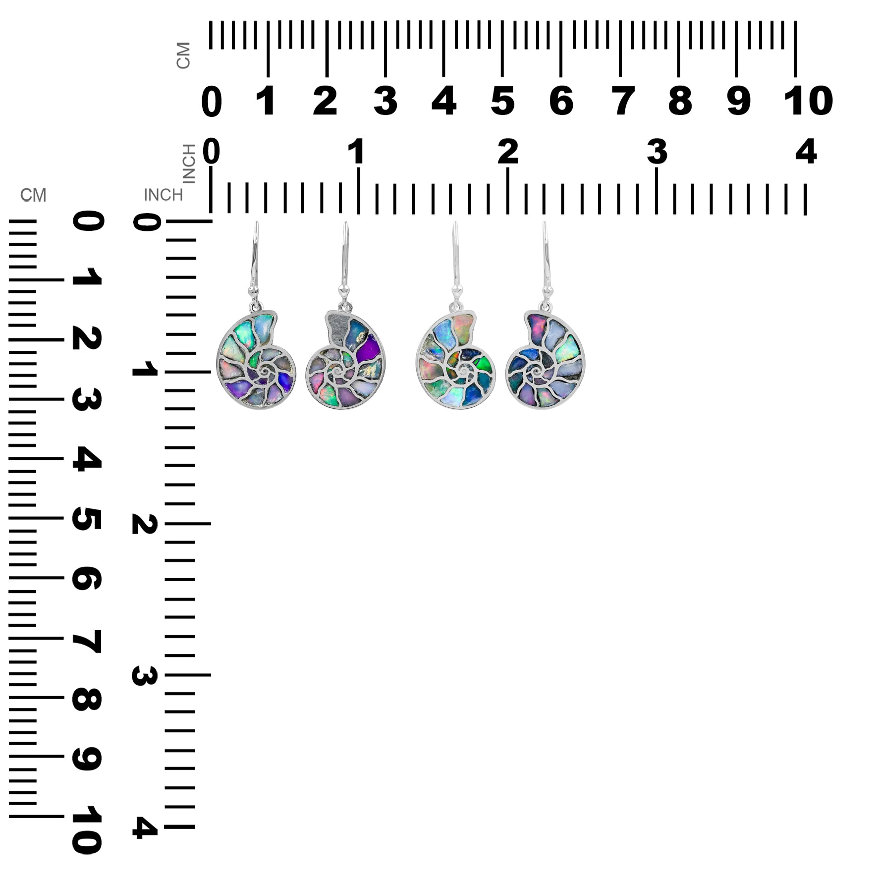 Starborn Nautilus Ammonite with Natural Ethiopian Opal Inlay Earring in Sterling Silver
