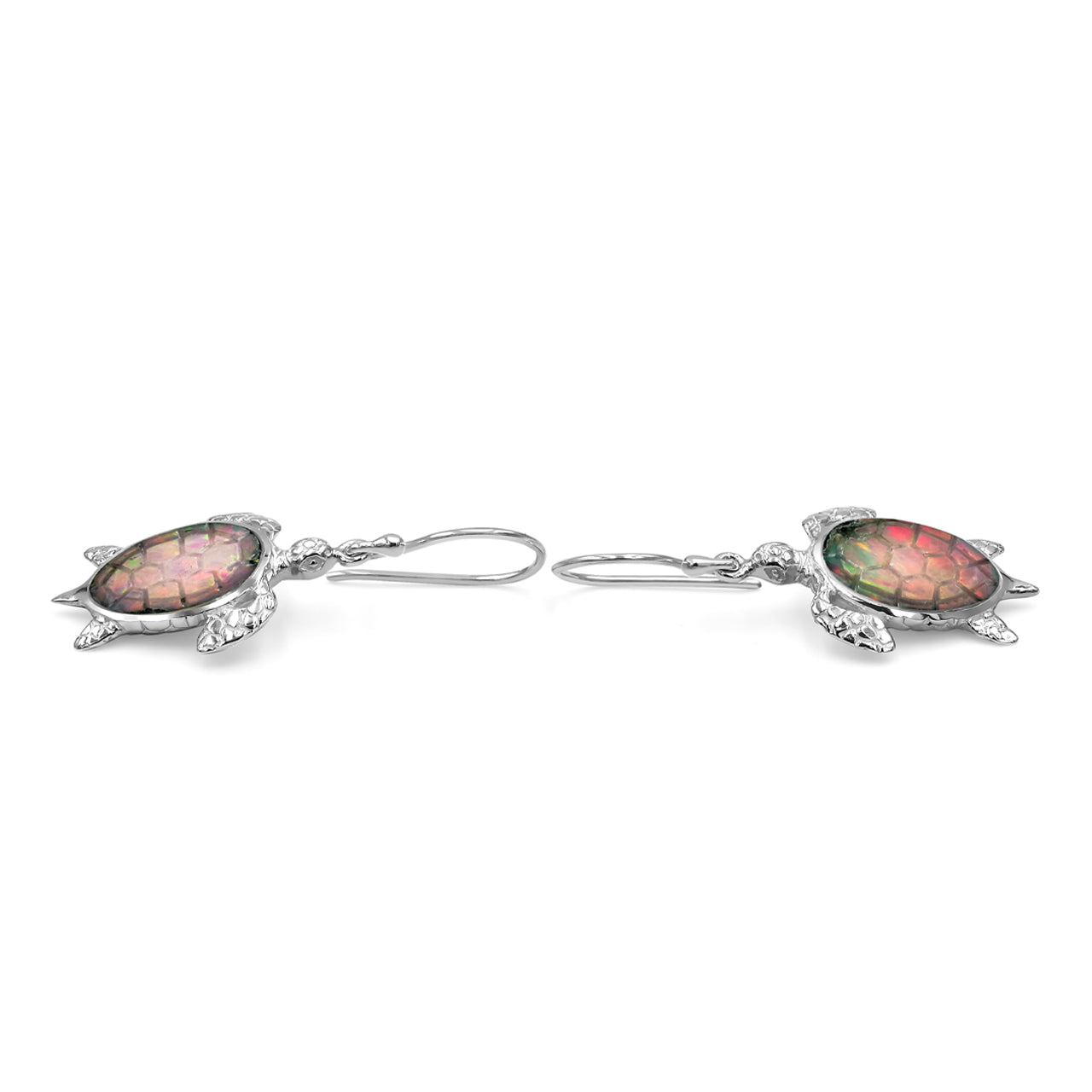 Starborn Hand-carved Natural Ethiopian Opal Turtle Earrings in Sterling Silver