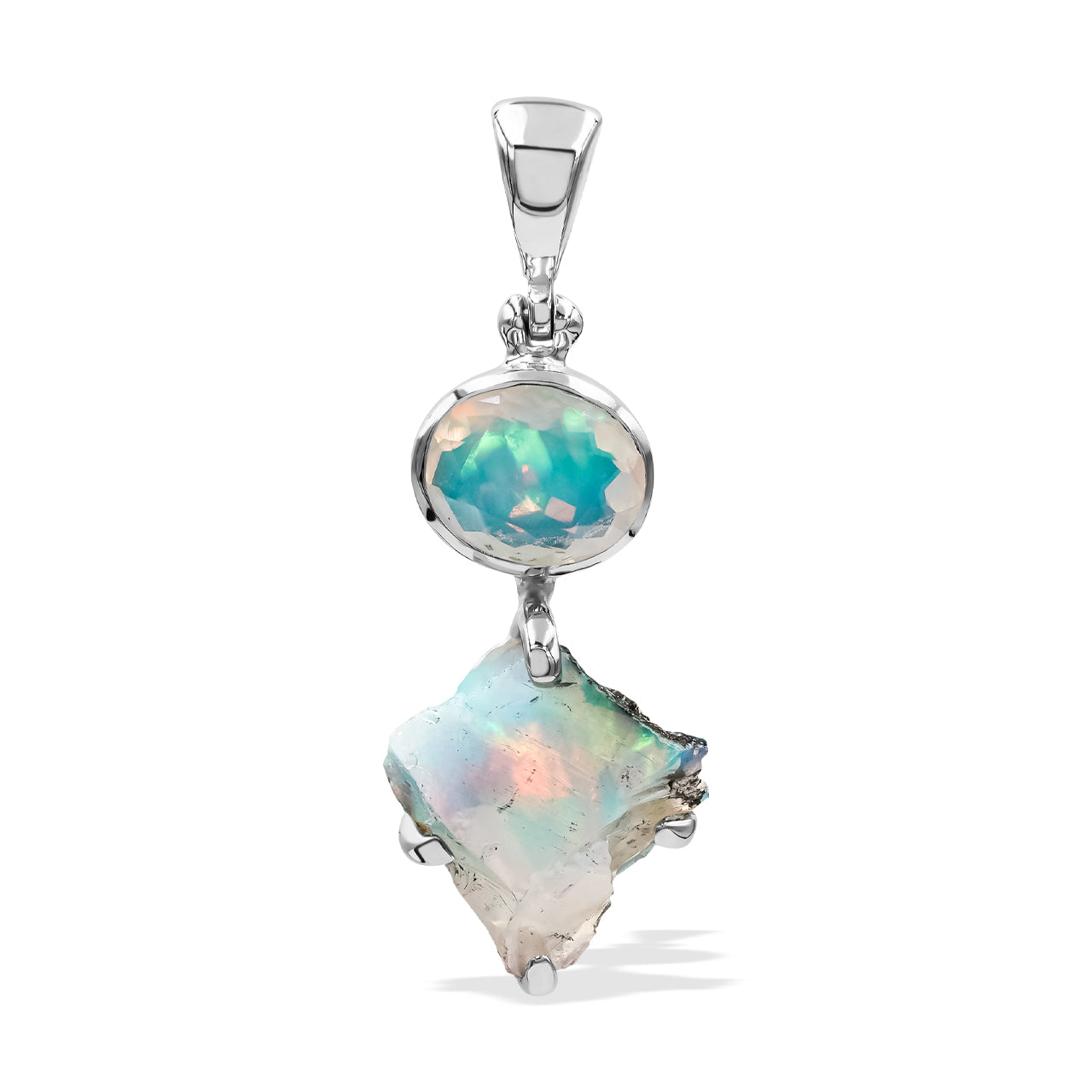 Colgante doble de ópalo etíope Starborn en plata de ley