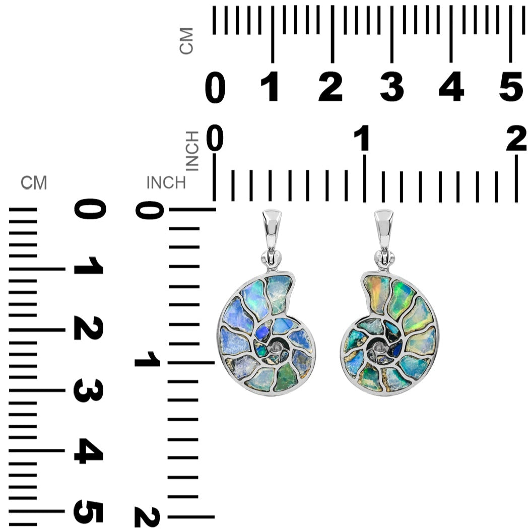 Colgante de amonita Nautilus con incrustaciones de piedras preciosas Starborn en plata de ley
