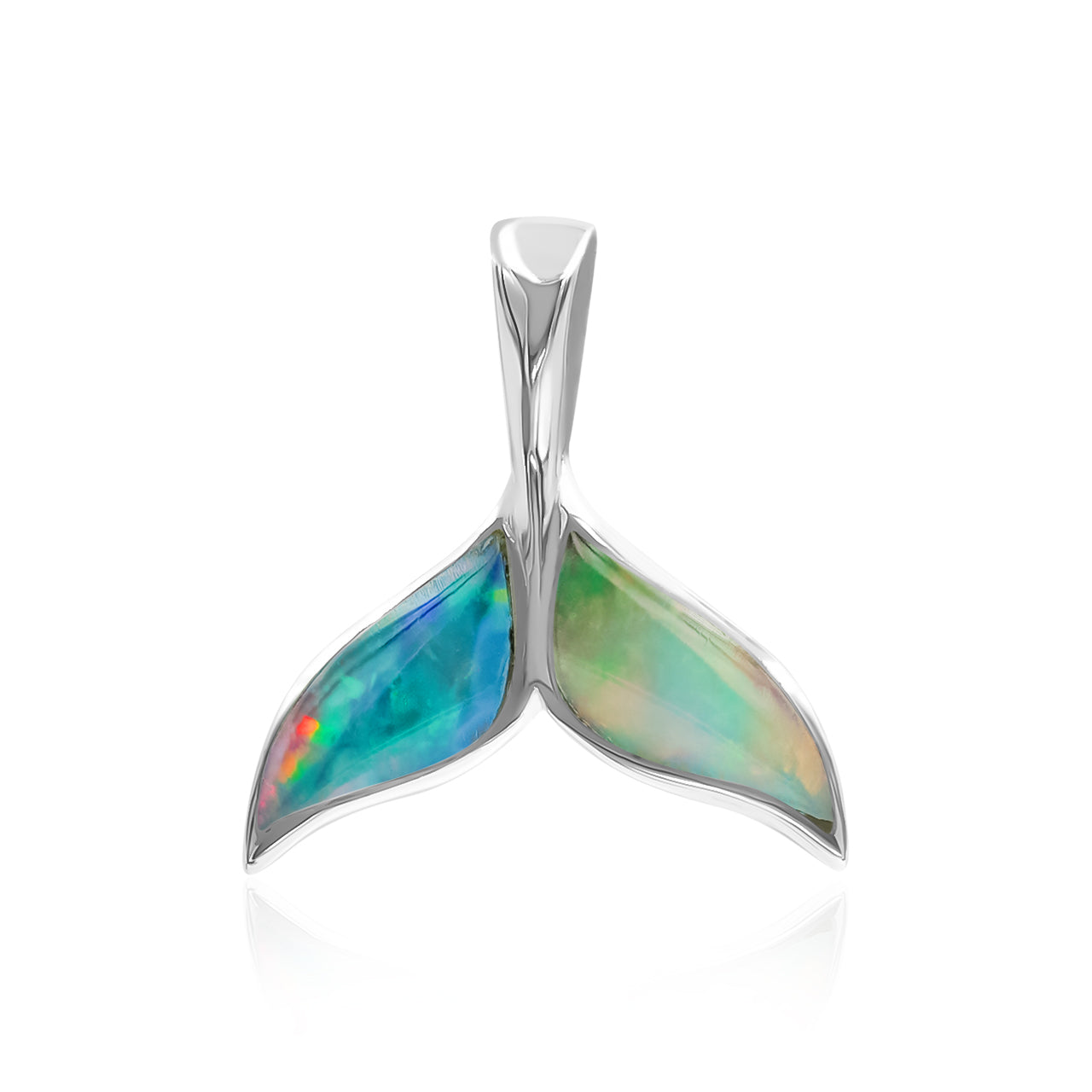Starborn Natural Ethiopian Opal Whale Tail Pendant in Sterling Silver