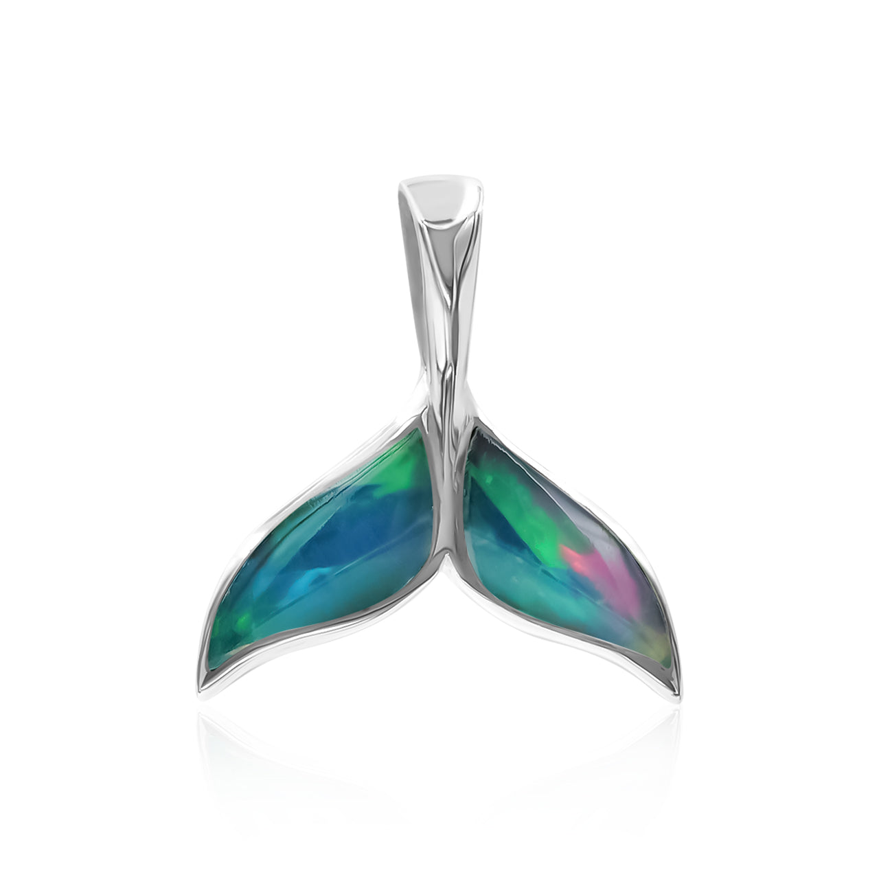 Starborn Natural Ethiopian Opal Whale Tail Pendant in Sterling Silver