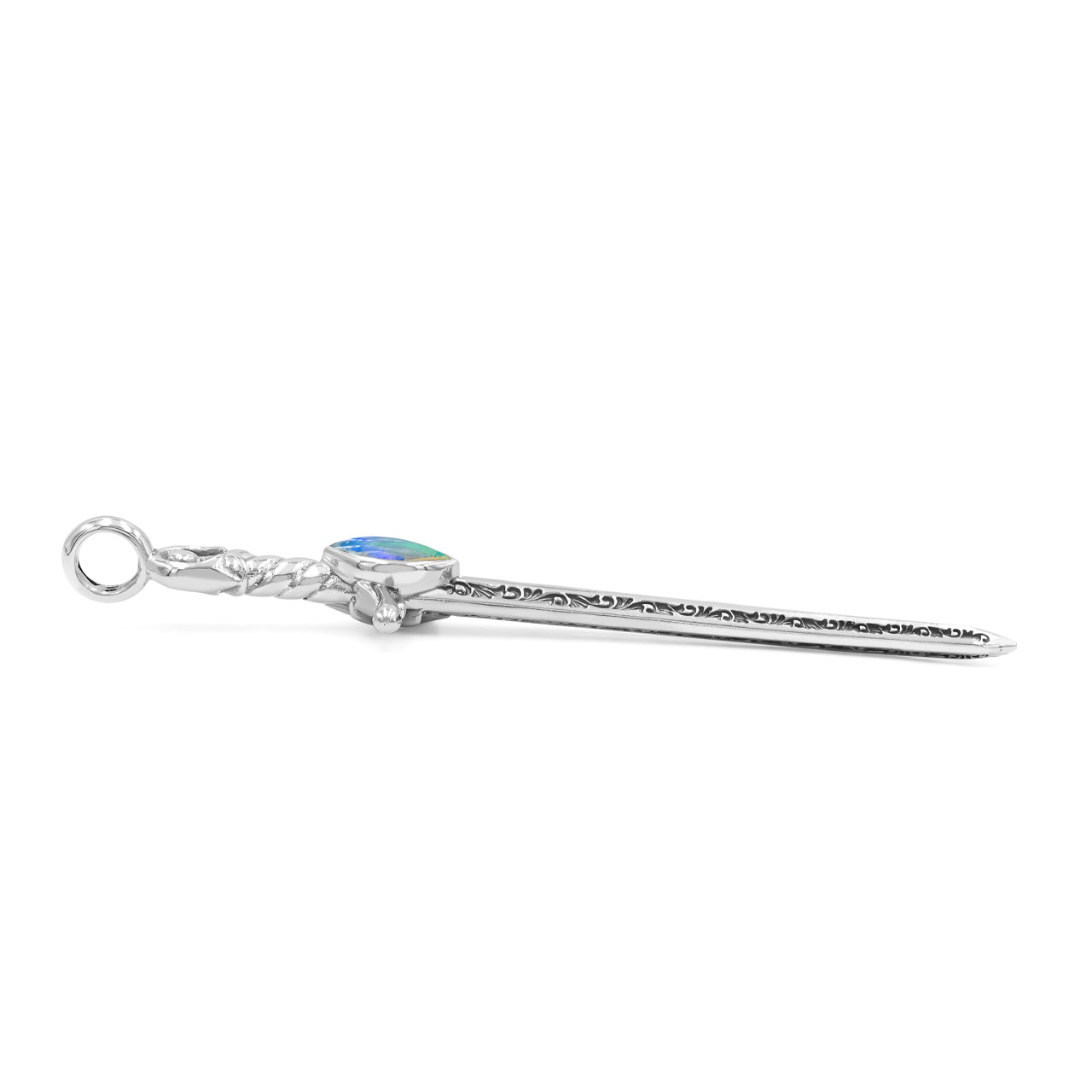 Starborn Ethiopian Opal Sword Pendant in Sterling Silver