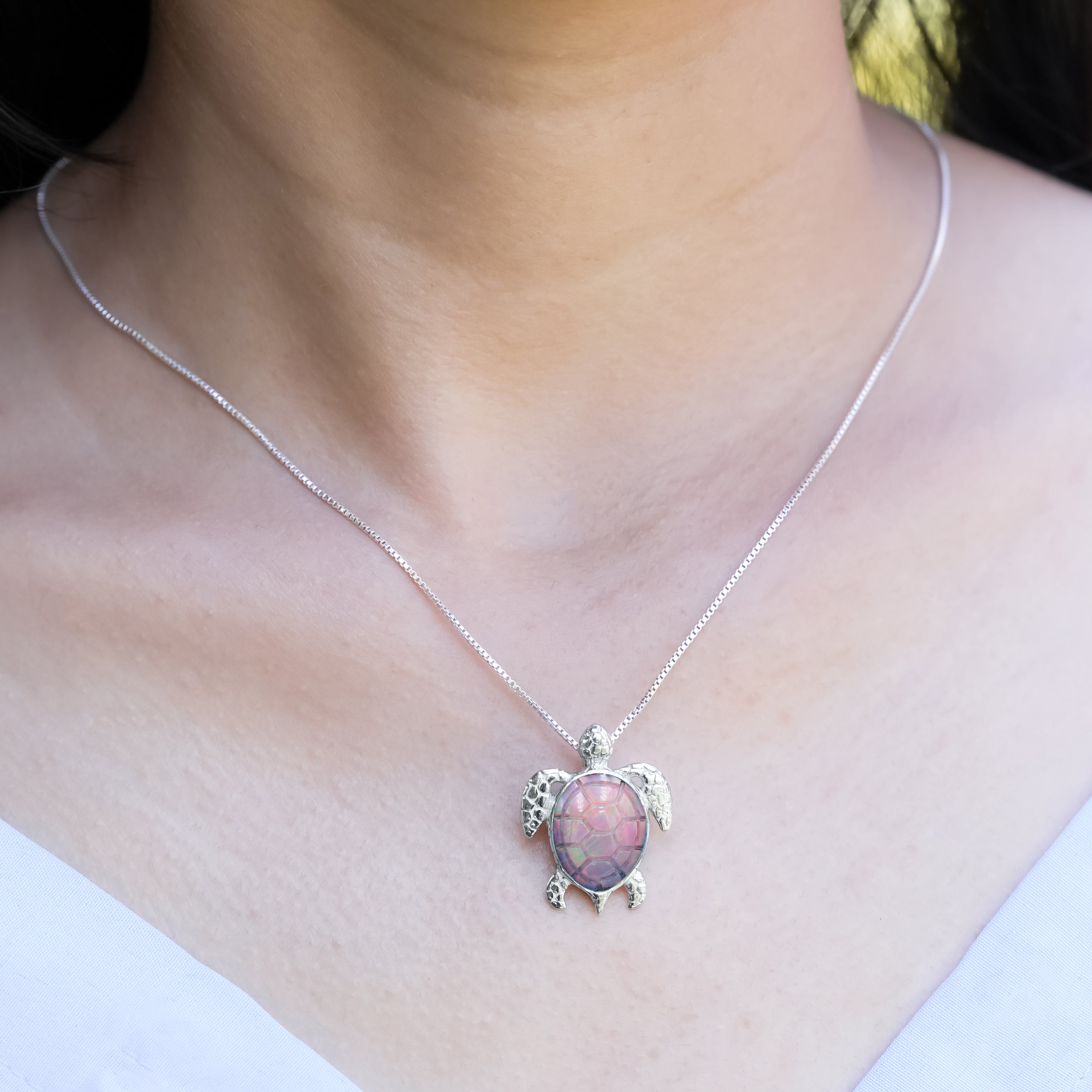 Starborn Carved Sea Turtle Pendant in Fine Sterling Silver