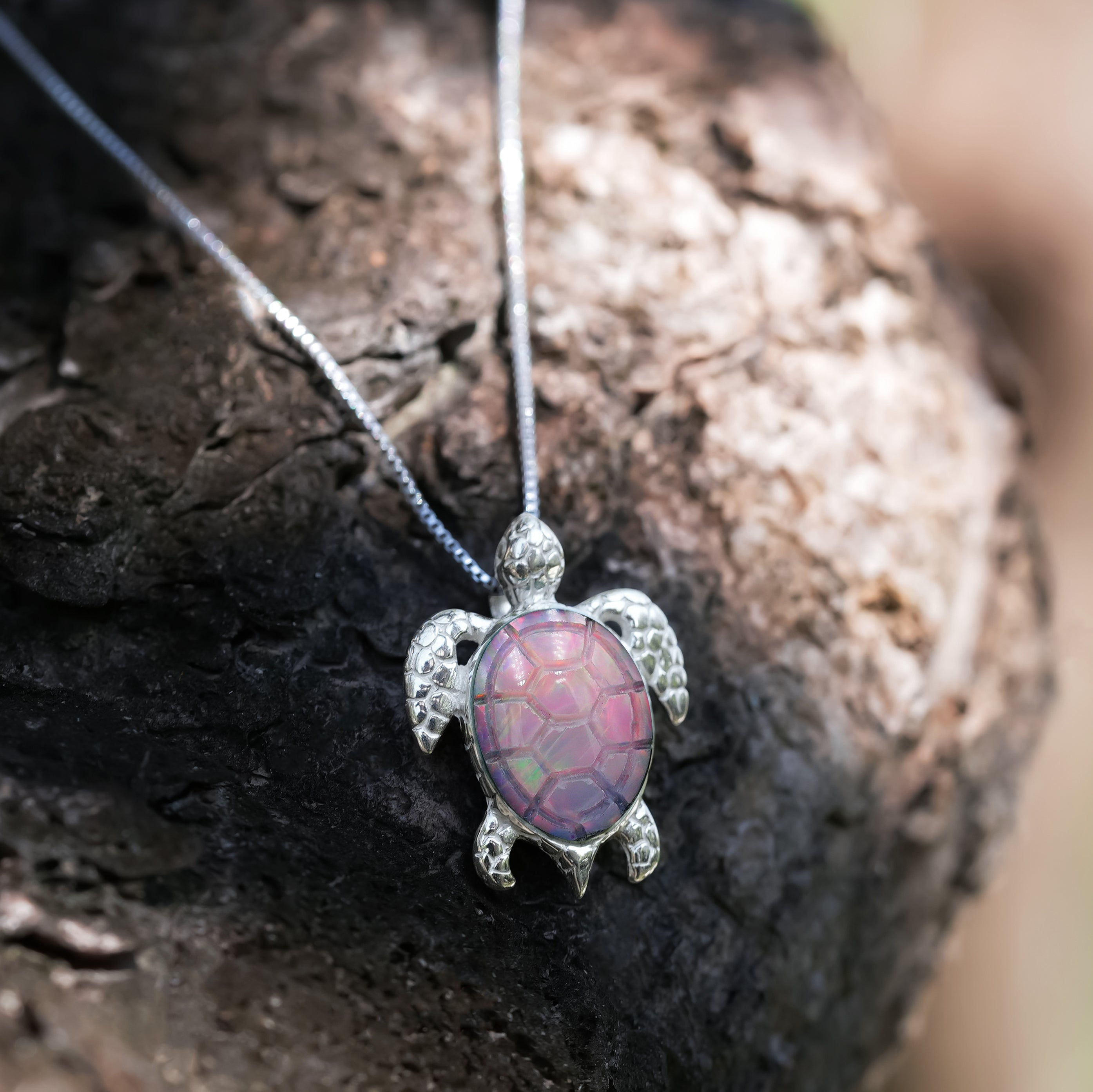 Starborn Carved Sea Turtle Pendant in Fine Sterling Silver