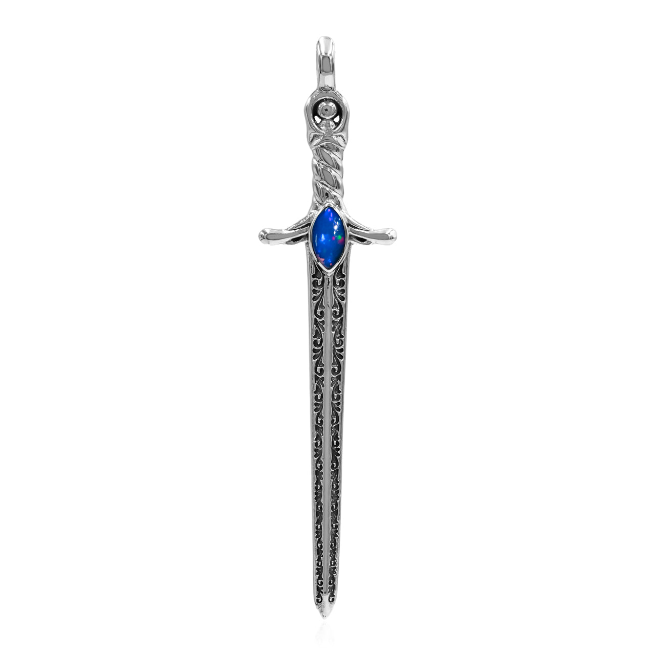 Starborn Ethiopian Opal Sword Pendant in Sterling Silver