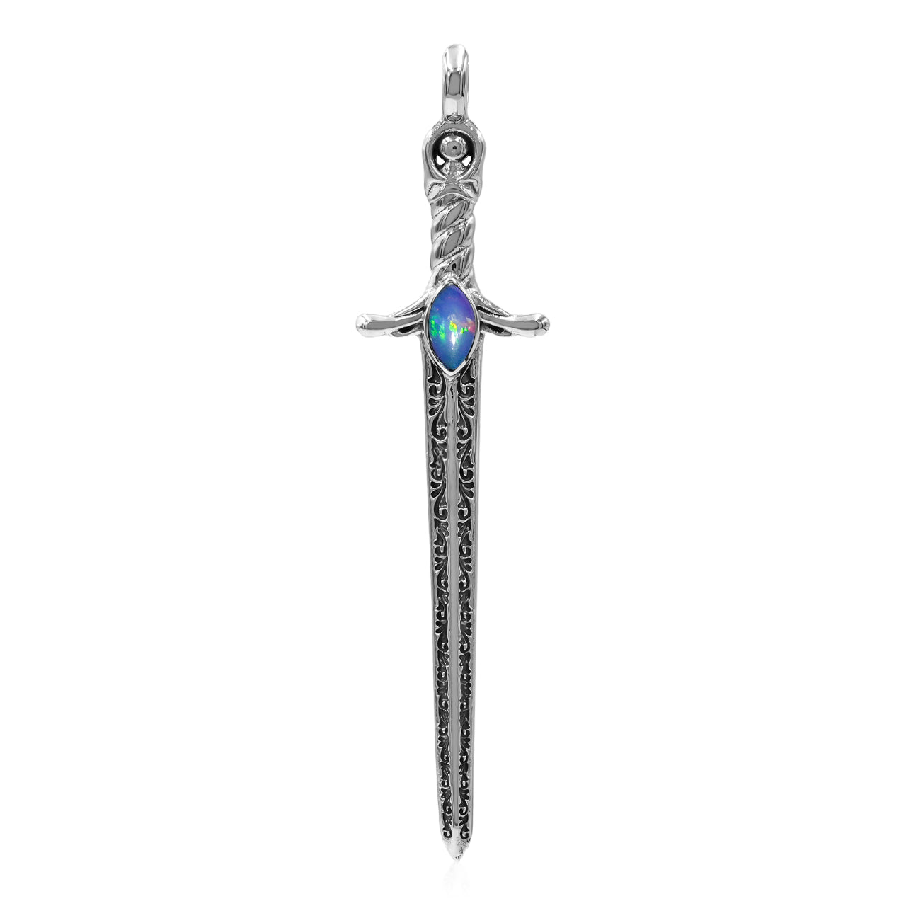 Starborn Ethiopian Opal Sword Pendant in Sterling Silver