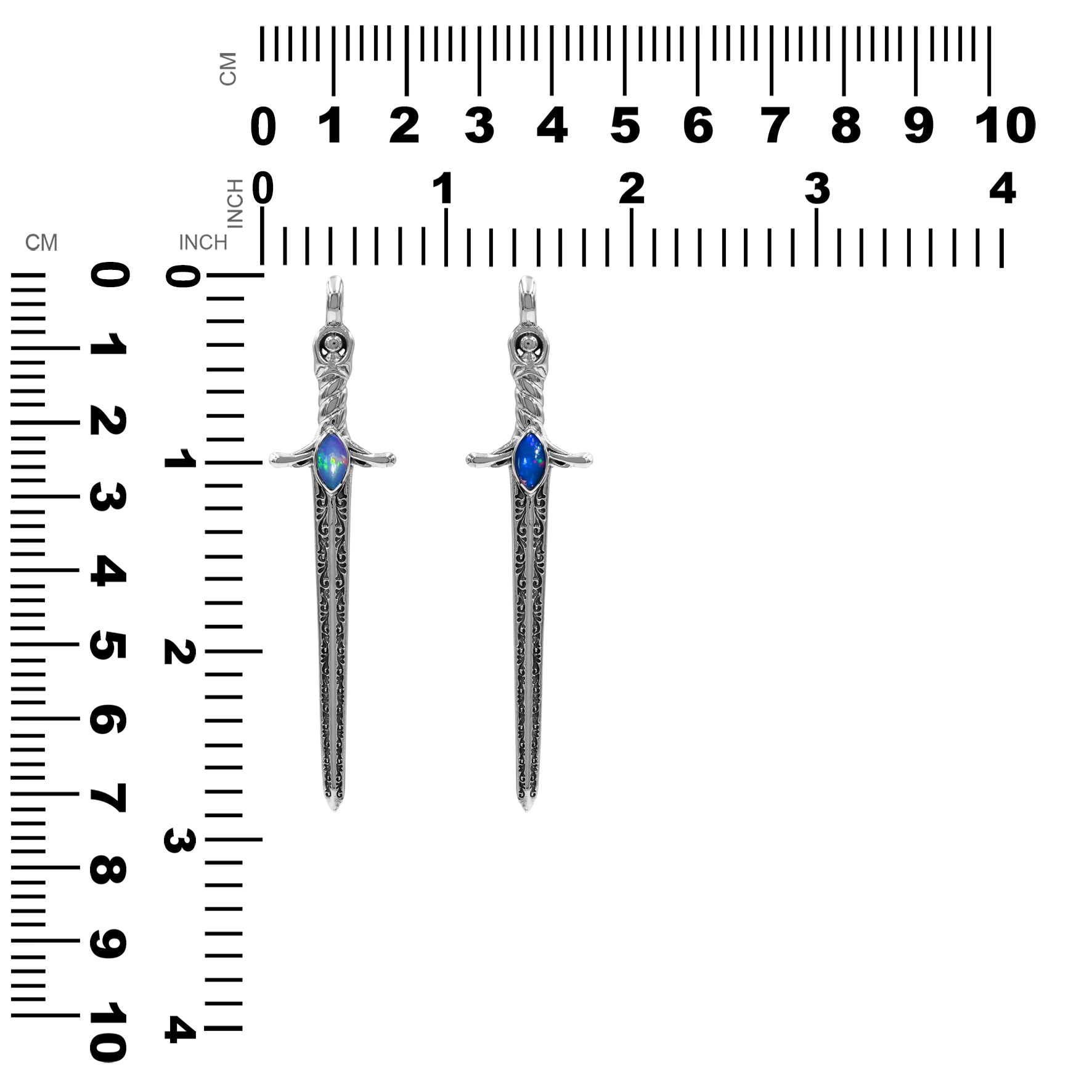 Starborn Ethiopian Opal Sword Pendant in Sterling Silver