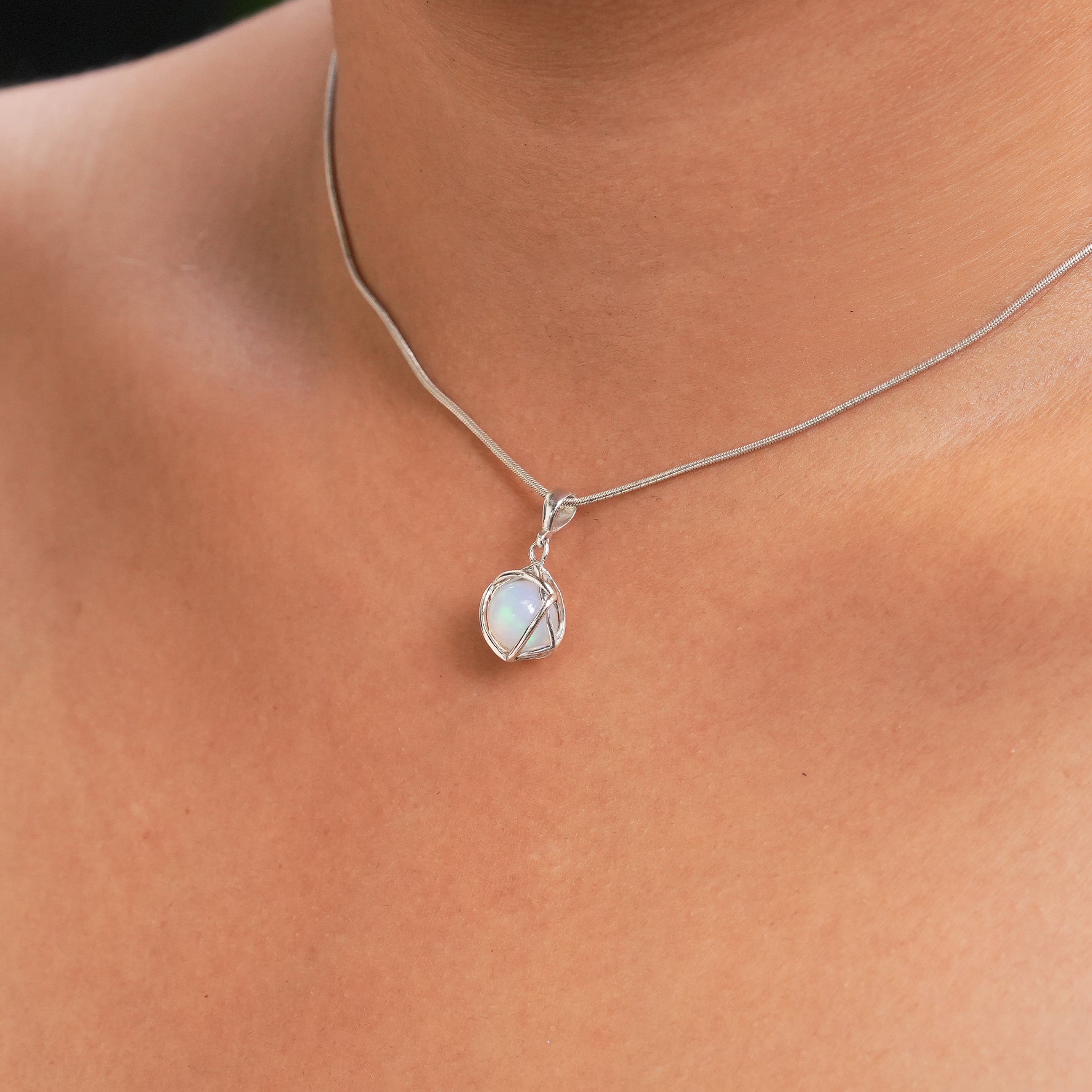 Starborn Edelsteinkugel 6-zackiger Sternanhänger aus Sterlingsilber