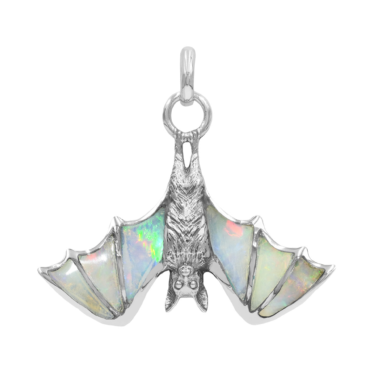 Starborn Natural Ethiopian Opal Hanging Bat Pendant in Sterling Silver