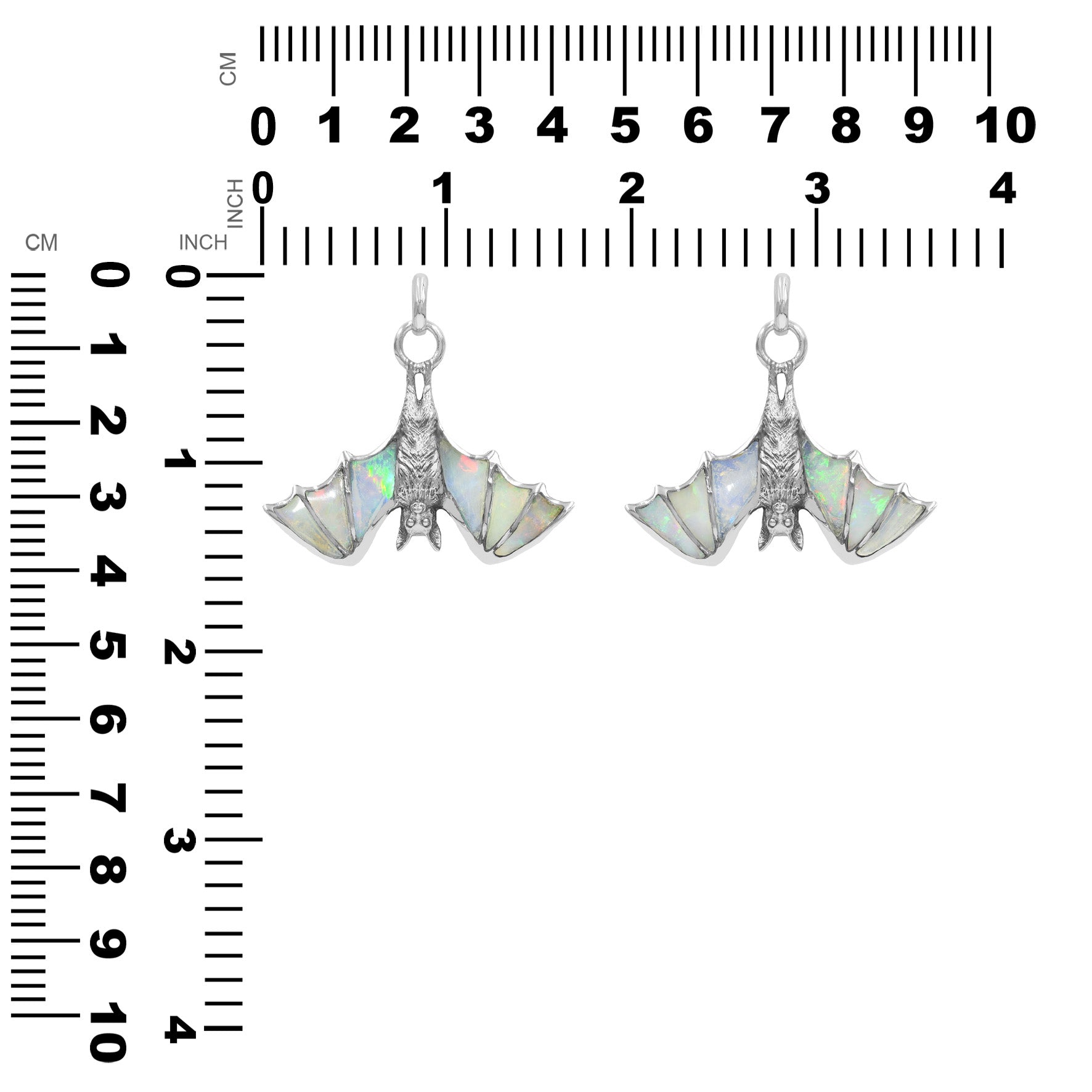 Starborn Natural Ethiopian Opal Hanging Bat Pendant in Sterling Silver