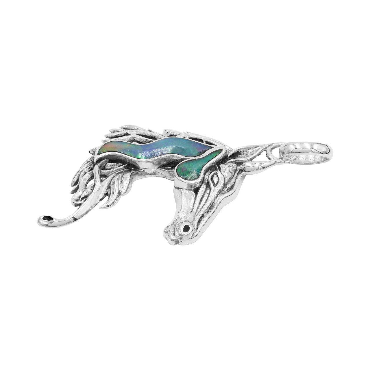 Starborn Natural Ethiopian Opal Horse Head Pendant in Sterling Silver