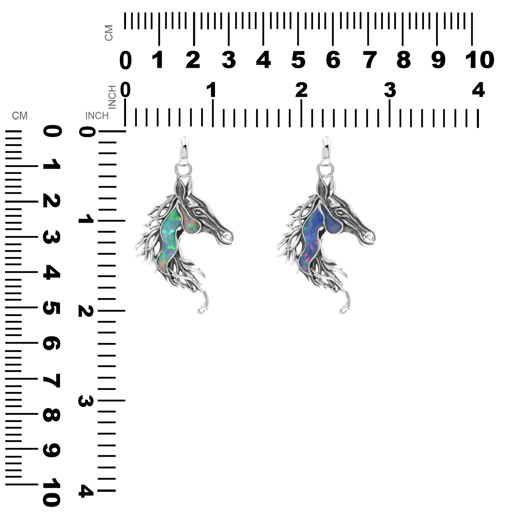 Starborn Natural Ethiopian Opal Horse Head Pendant in Sterling Silver