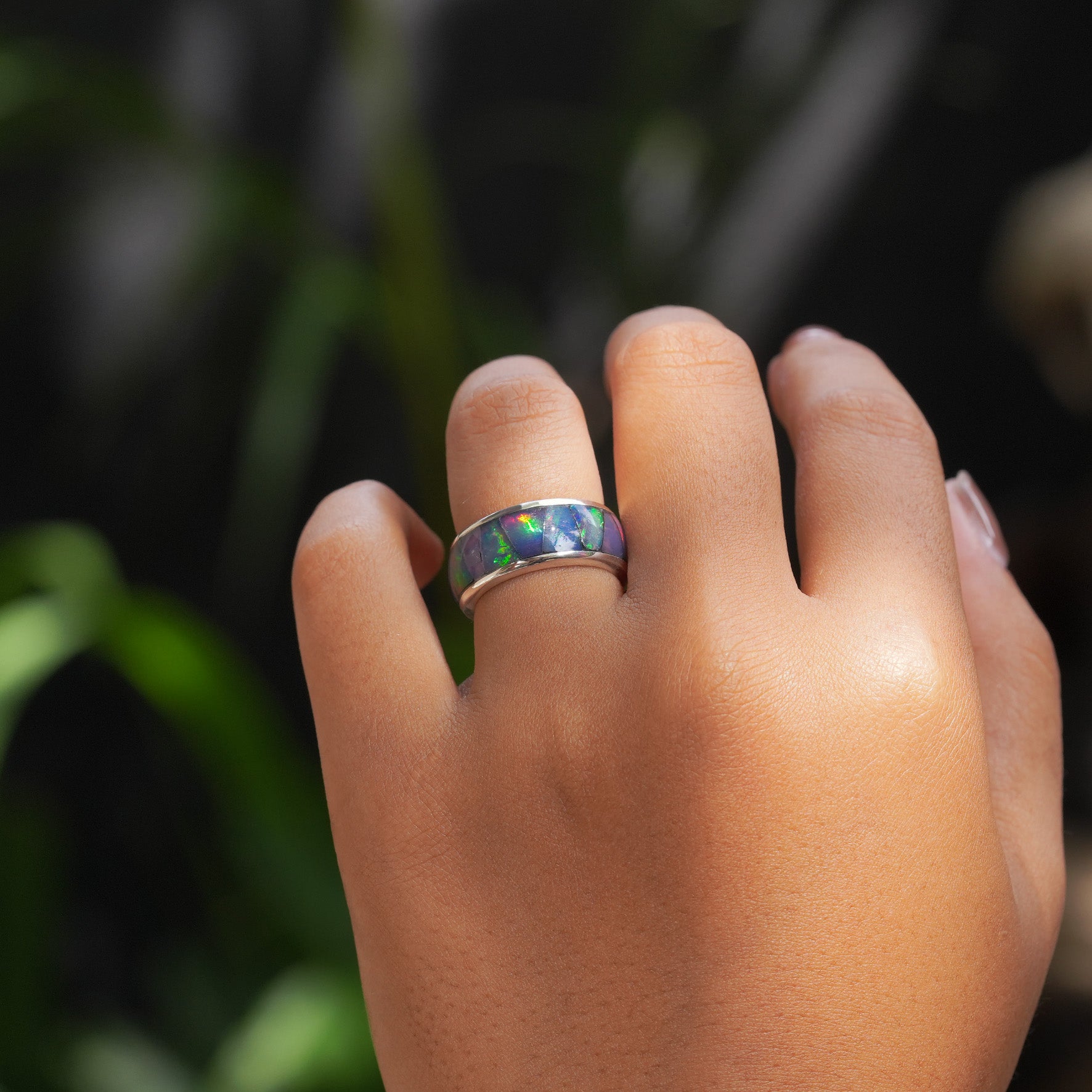 Starborn Natural Ethiopian Opal Inlay Ring in Sterling Silver