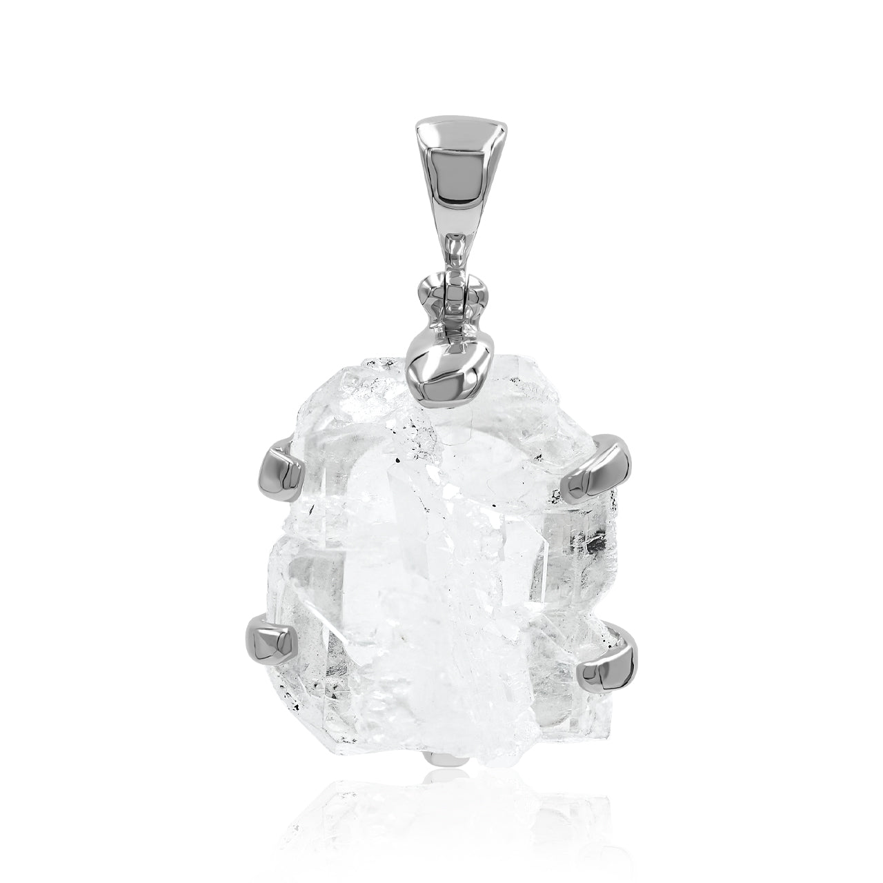 Starborn Faden Quartz Crystal Prong Set Pendant in Fine Sterling Silver