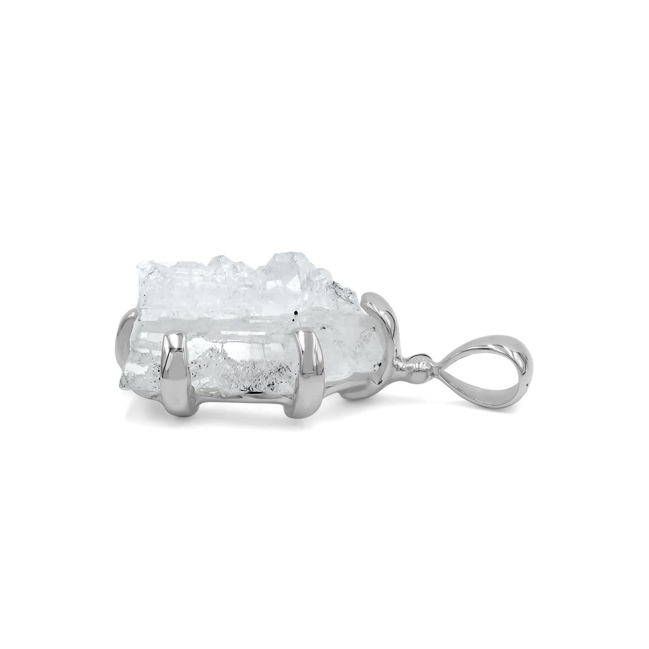 Starborn Faden Quartz Crystal Prong Set Pendant in Fine Sterling Silver