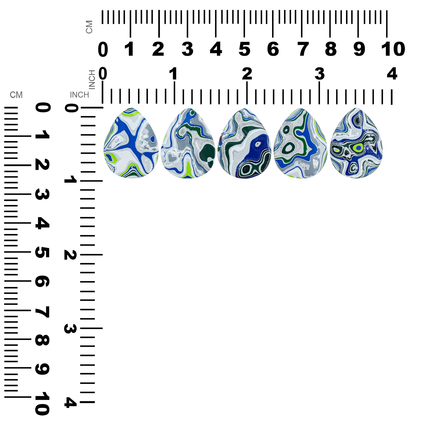 Fordite Pear Cabochons 19 x 25 mm