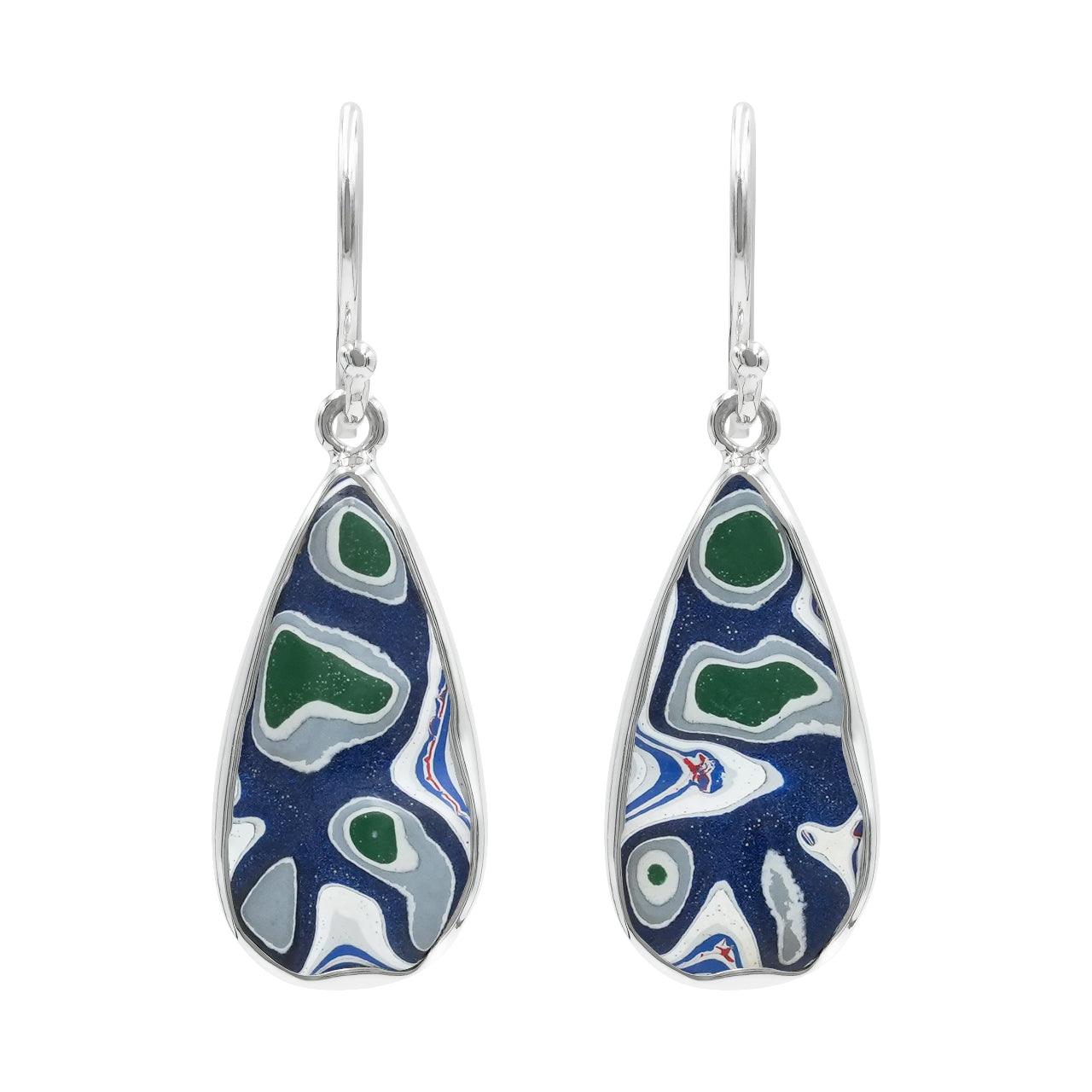 Starborn Blue Fordite Earrings in Sterling Silver