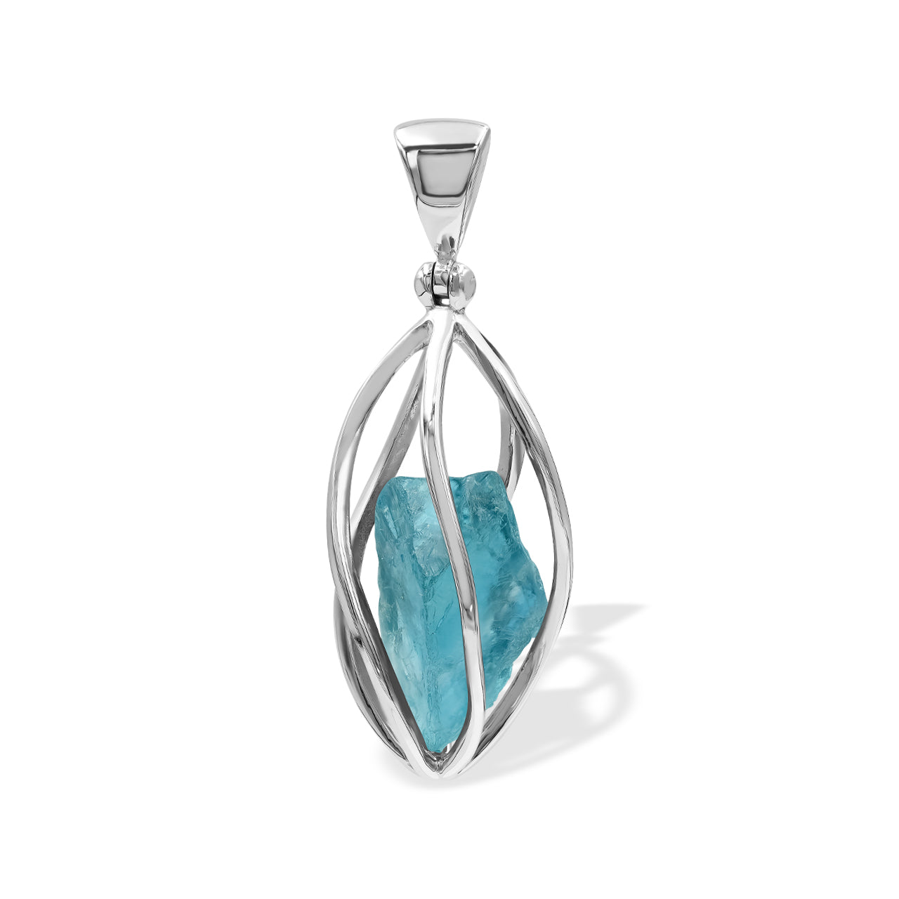 Starborn Fluorite Spiral Cage Pendant in Sterling Silver