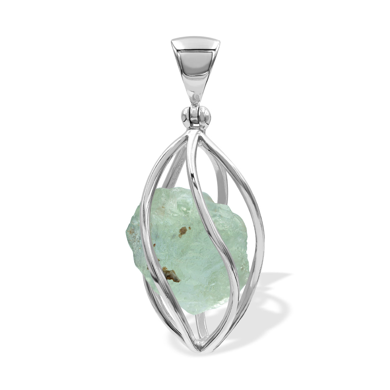 Starborn Fluorite Spiral Cage Pendant in Sterling Silver
