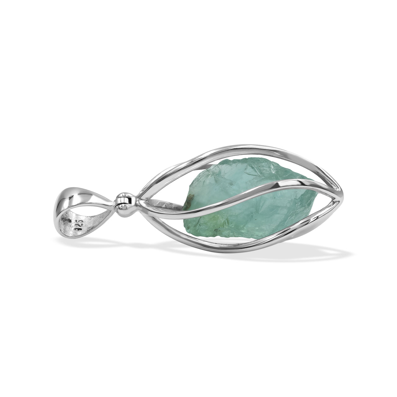 Starborn Fluorite Spiral Cage Pendant in Sterling Silver