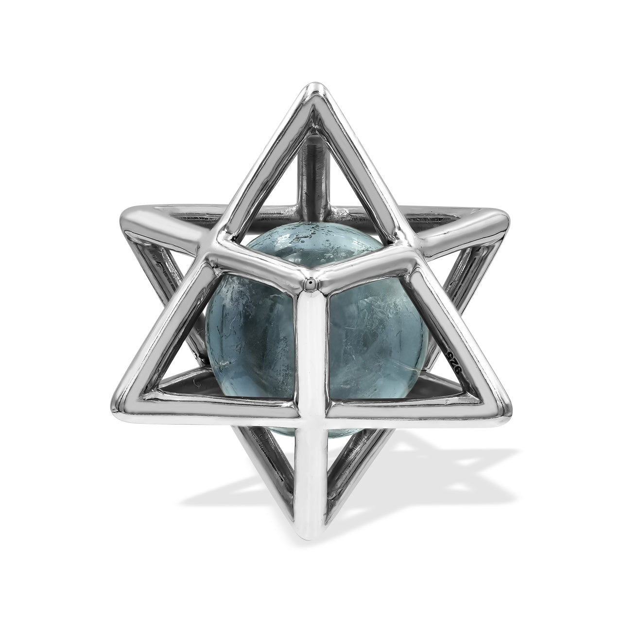 Starborn Merkabah Sterling Silver Cage Pendant and Chain with Fluorite Sphere