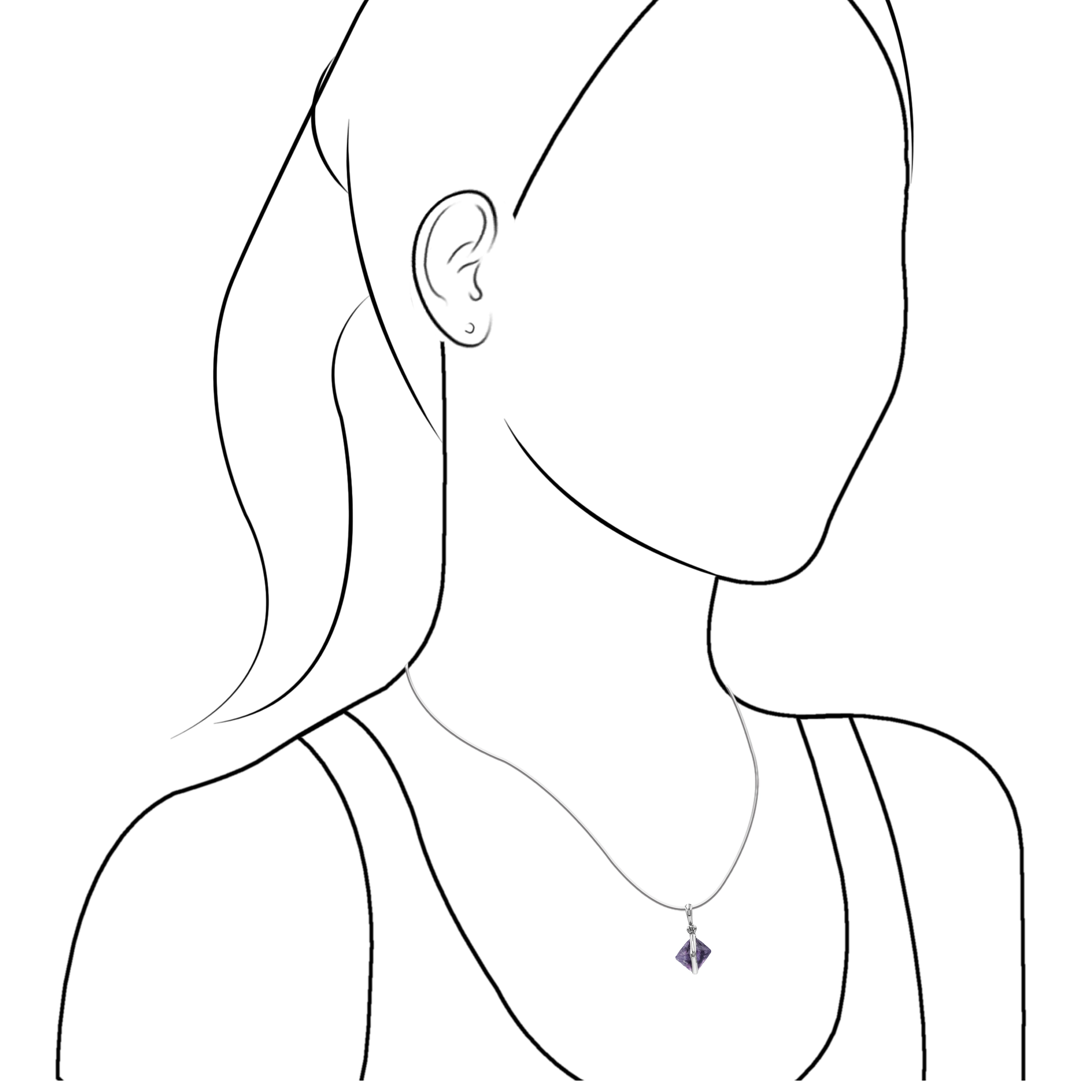 Colgante con forma de diamante de fluorita Starborn en plata de ley