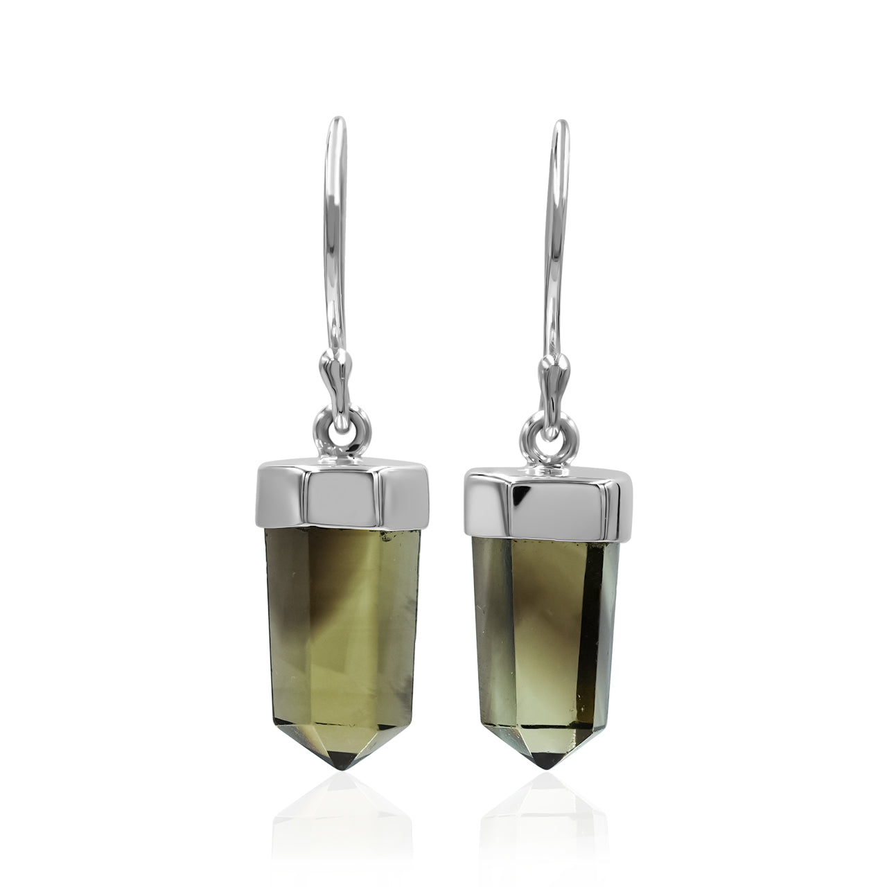 Starborn Phantom Gold Citrine Crystal Dangle Earrings in Sterling Silver - Small