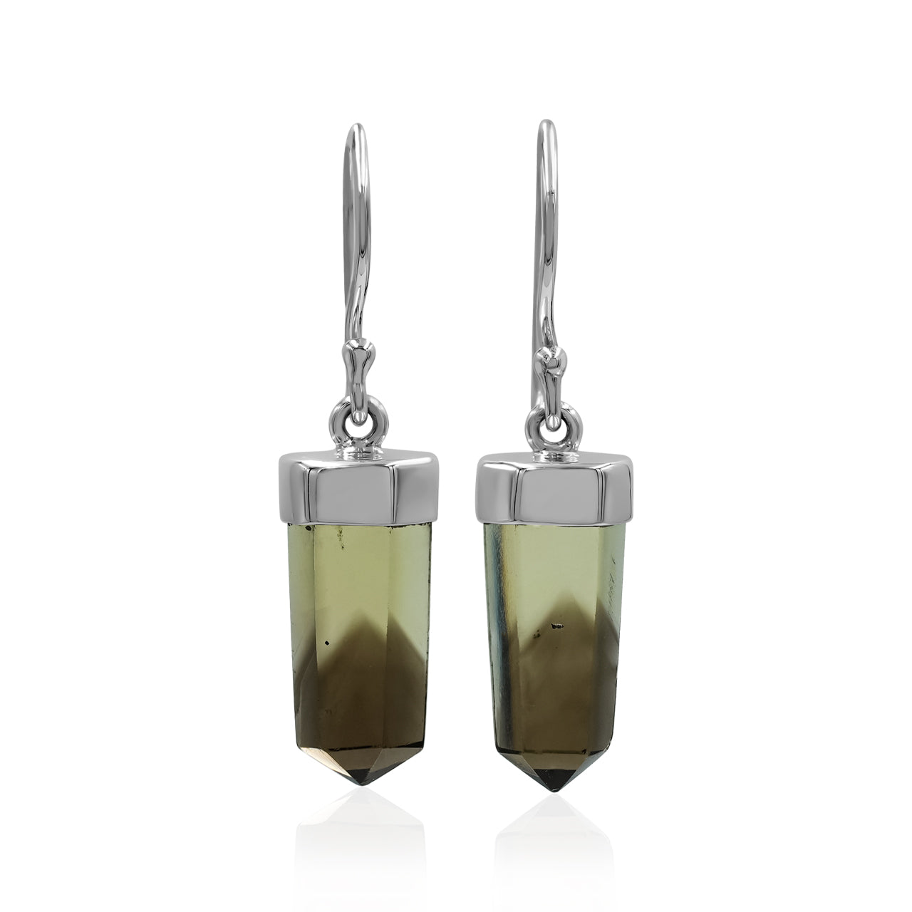 Starborn Phantom Gold Citrine Crystal Dangle Earrings in Sterling Silver - Small