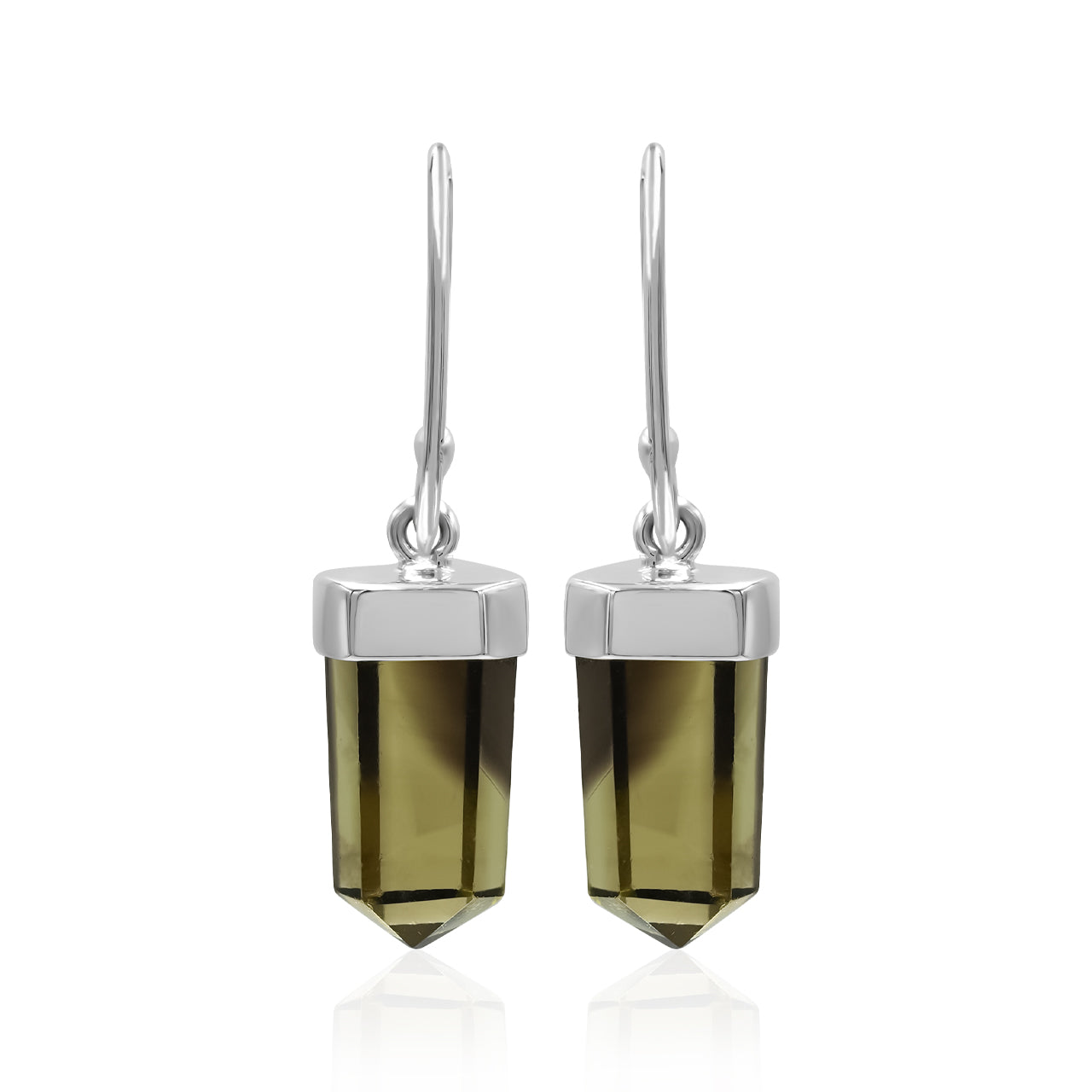 Starborn Phantom Gold Citrine Crystal Dangle Earrings in Sterling Silver - Small