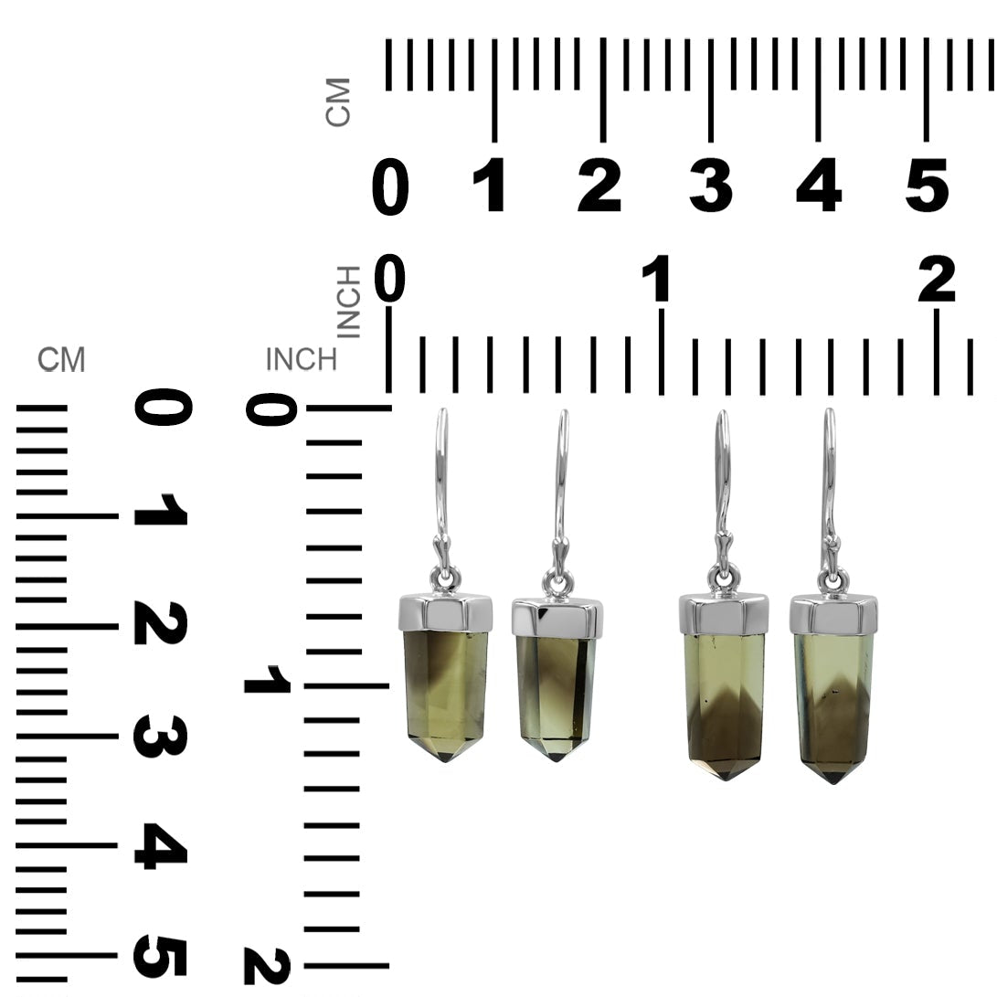 Starborn Phantom Gold Citrine Crystal Dangle Earrings in Sterling Silver - Small