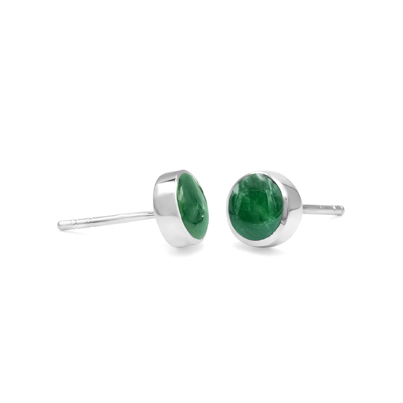 Starborn Green Garnet Tsavorite Round 6mm Post Earrings in Sterling Silver