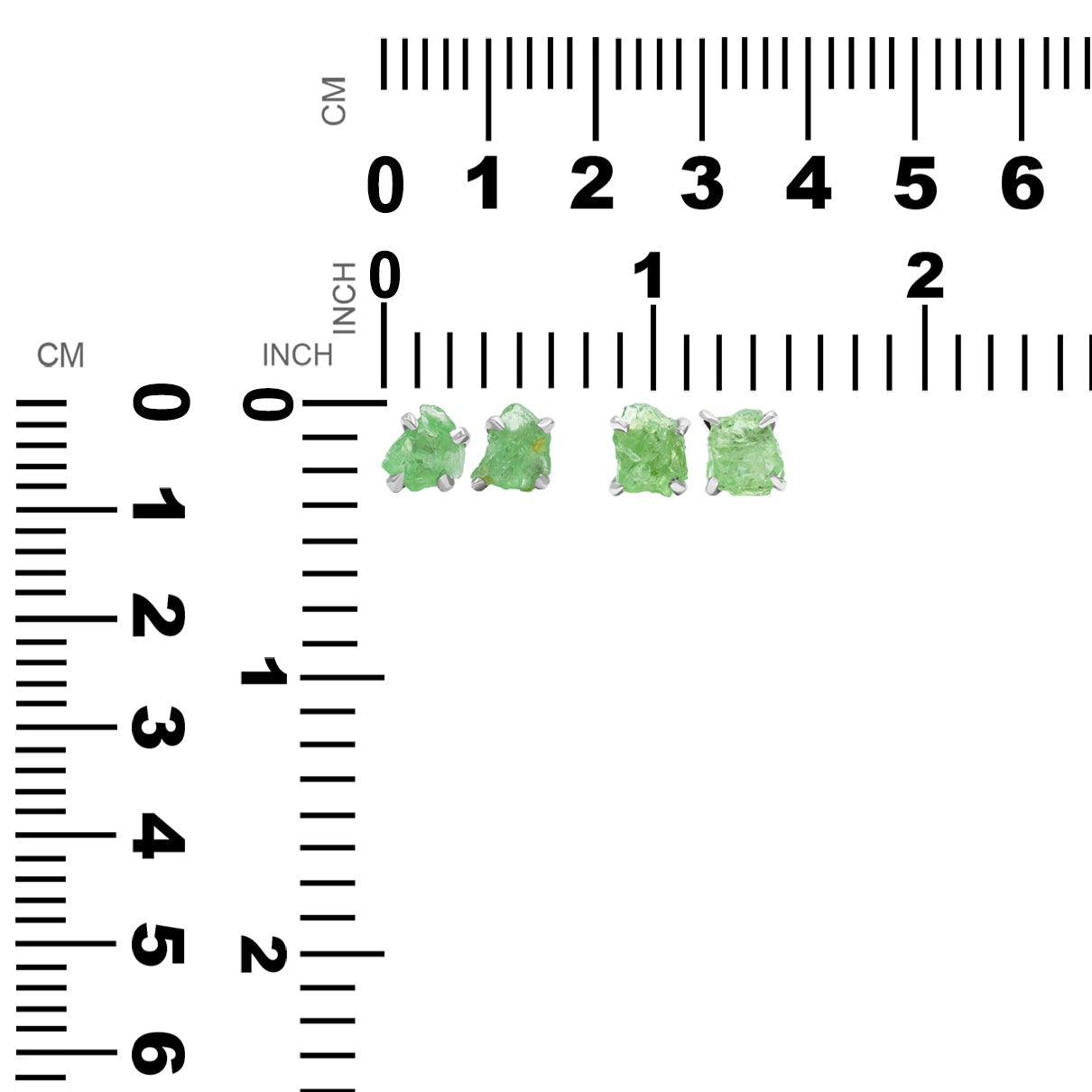 Starborn Green Garnet Tsavorite Rough Post Style Earring in Sterling Silver