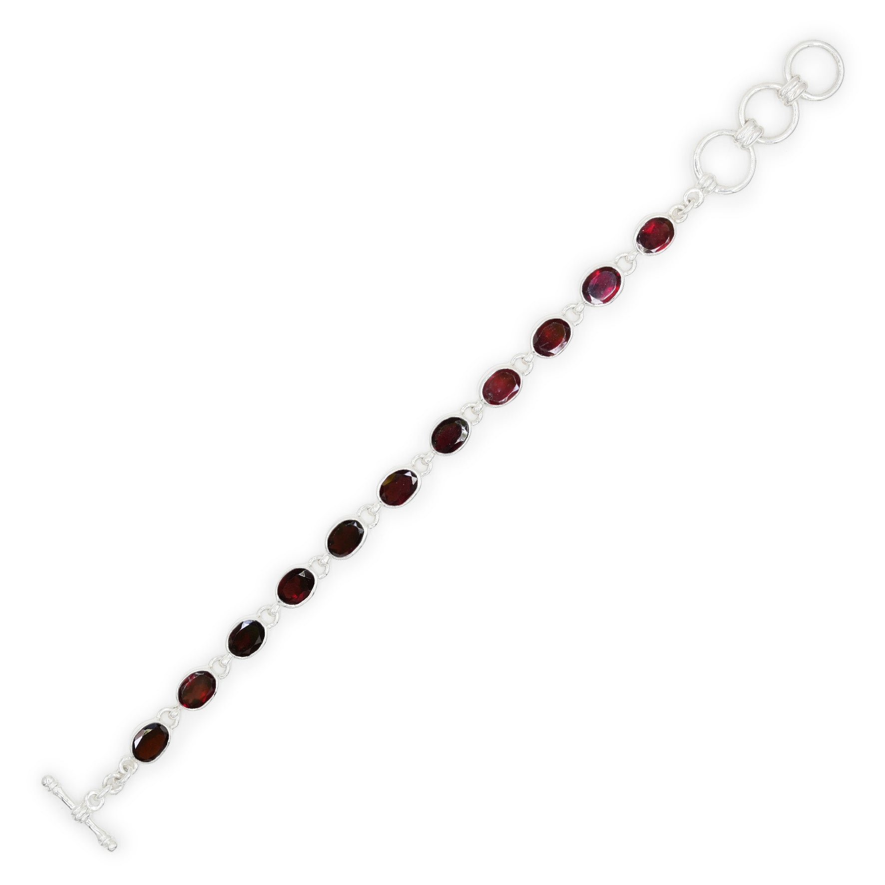 Starborn Garnet Crystal Oval Faceted Bracelet in Fine Sterling Silver