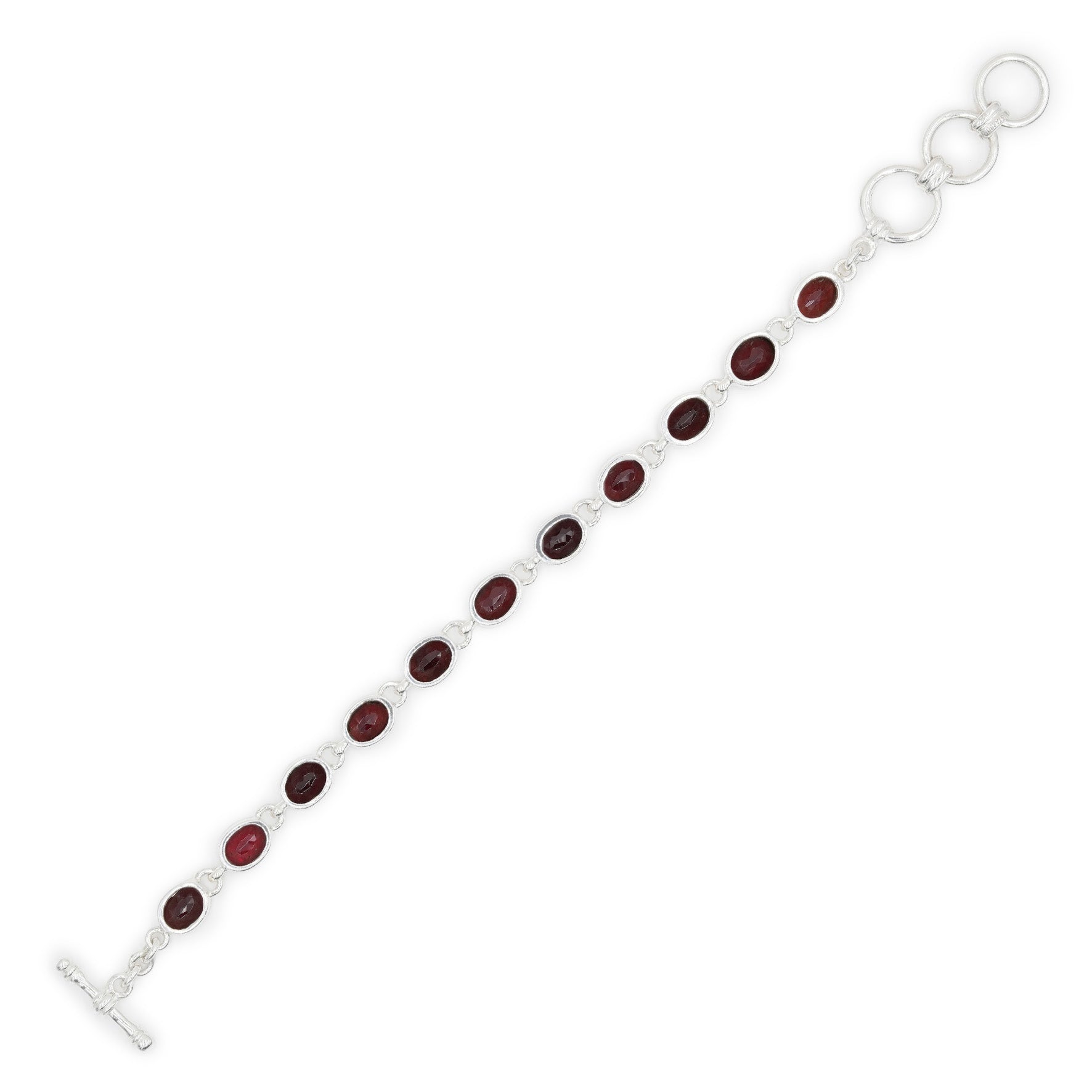 Starborn Garnet Crystal Oval Faceted Bracelet in Fine Sterling Silver