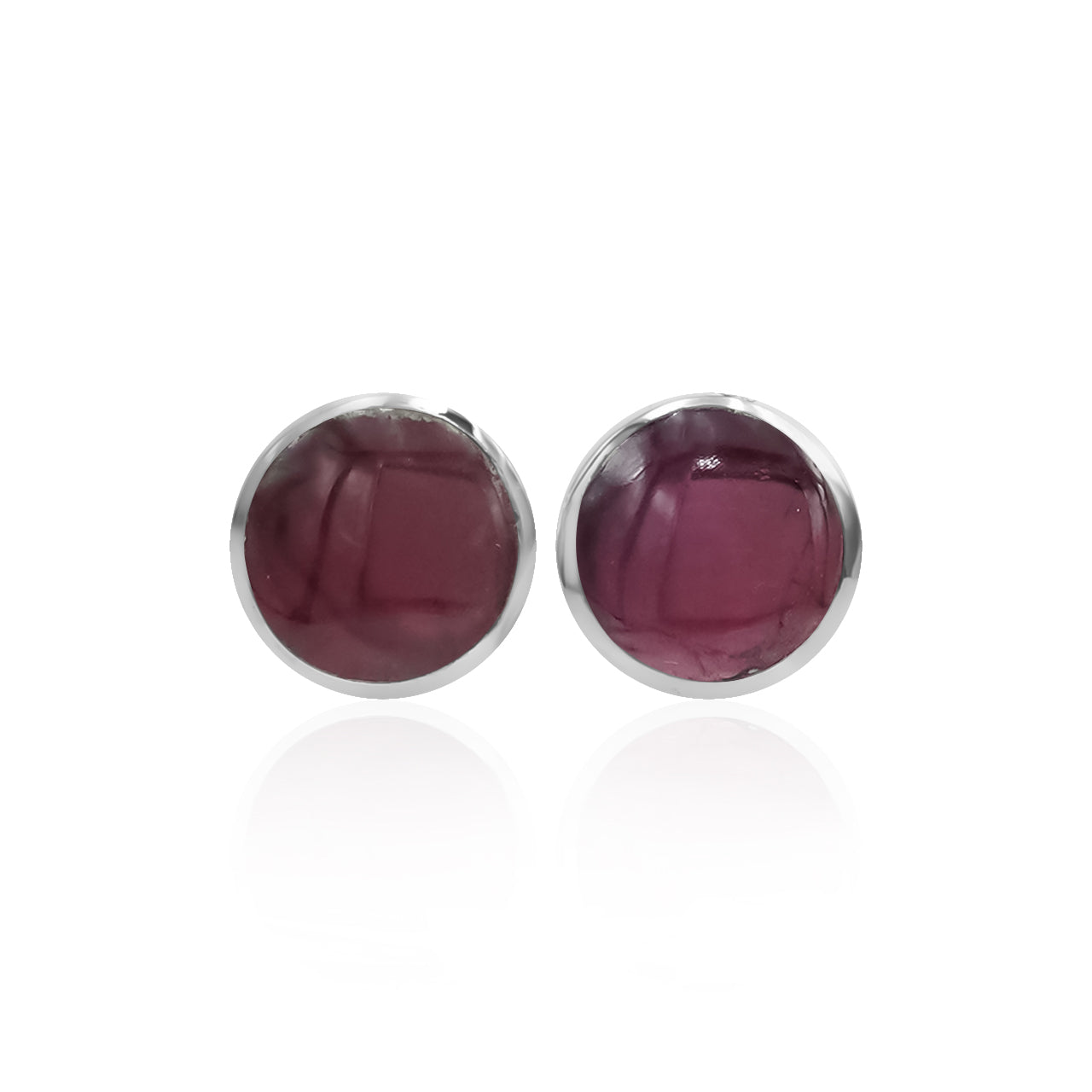Starborn Garnet Round 6mm Post Earrings in Sterling Silver