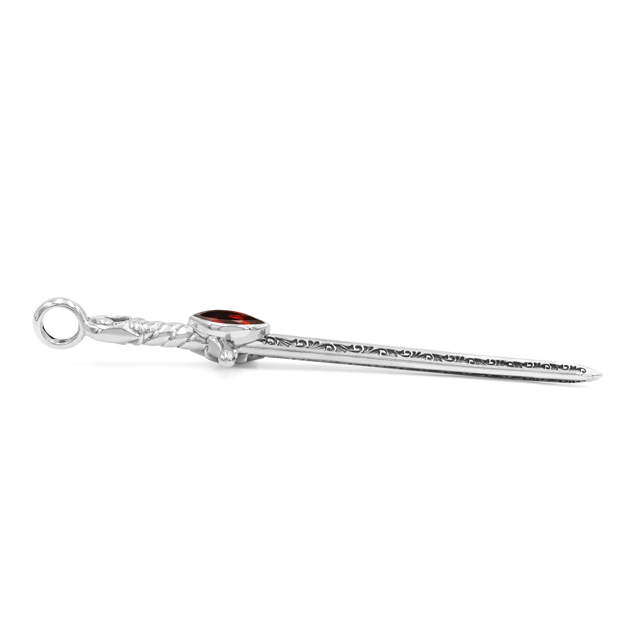 Starborn Garnet Sword Pendant in Sterling Silver