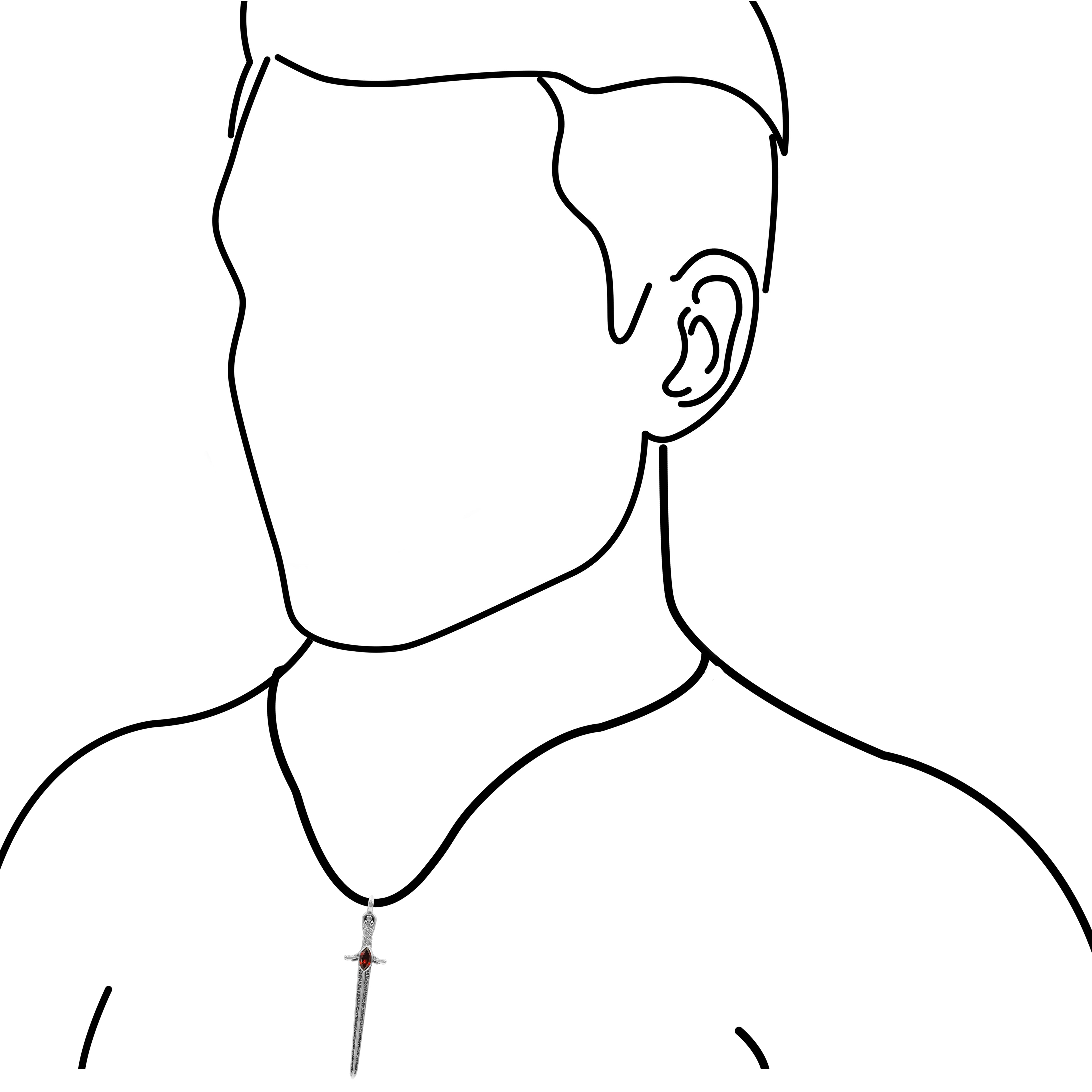 Starborn Garnet Sword Pendant in Sterling Silver