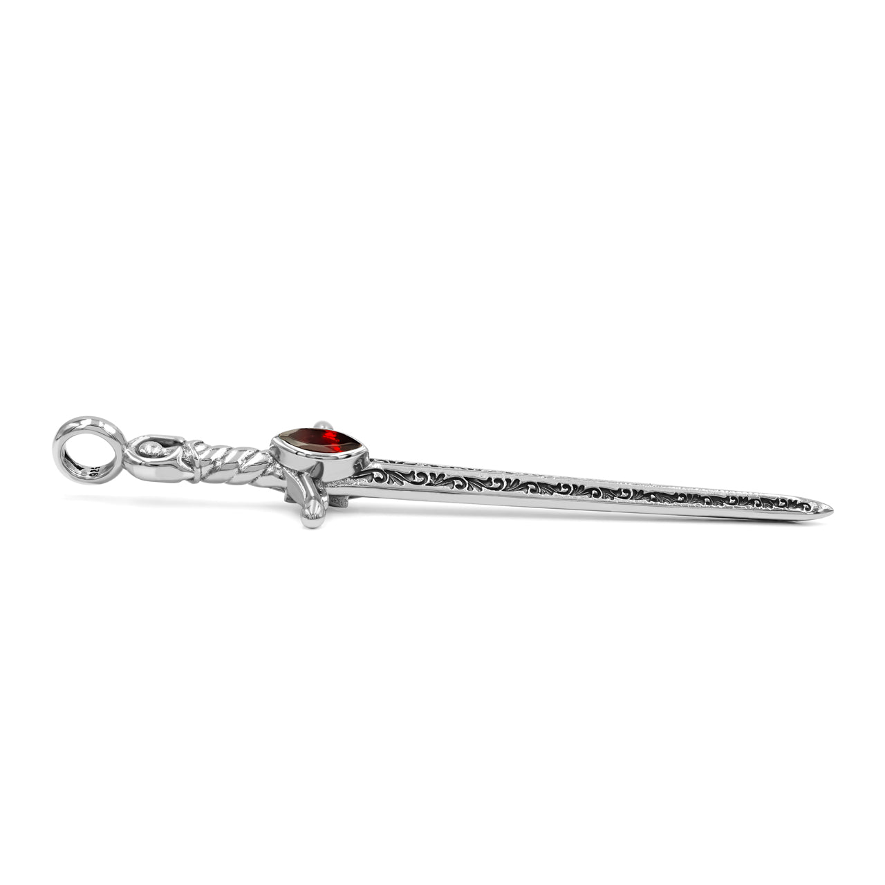 Starborn Garnet Sword Pendant in Sterling Silver