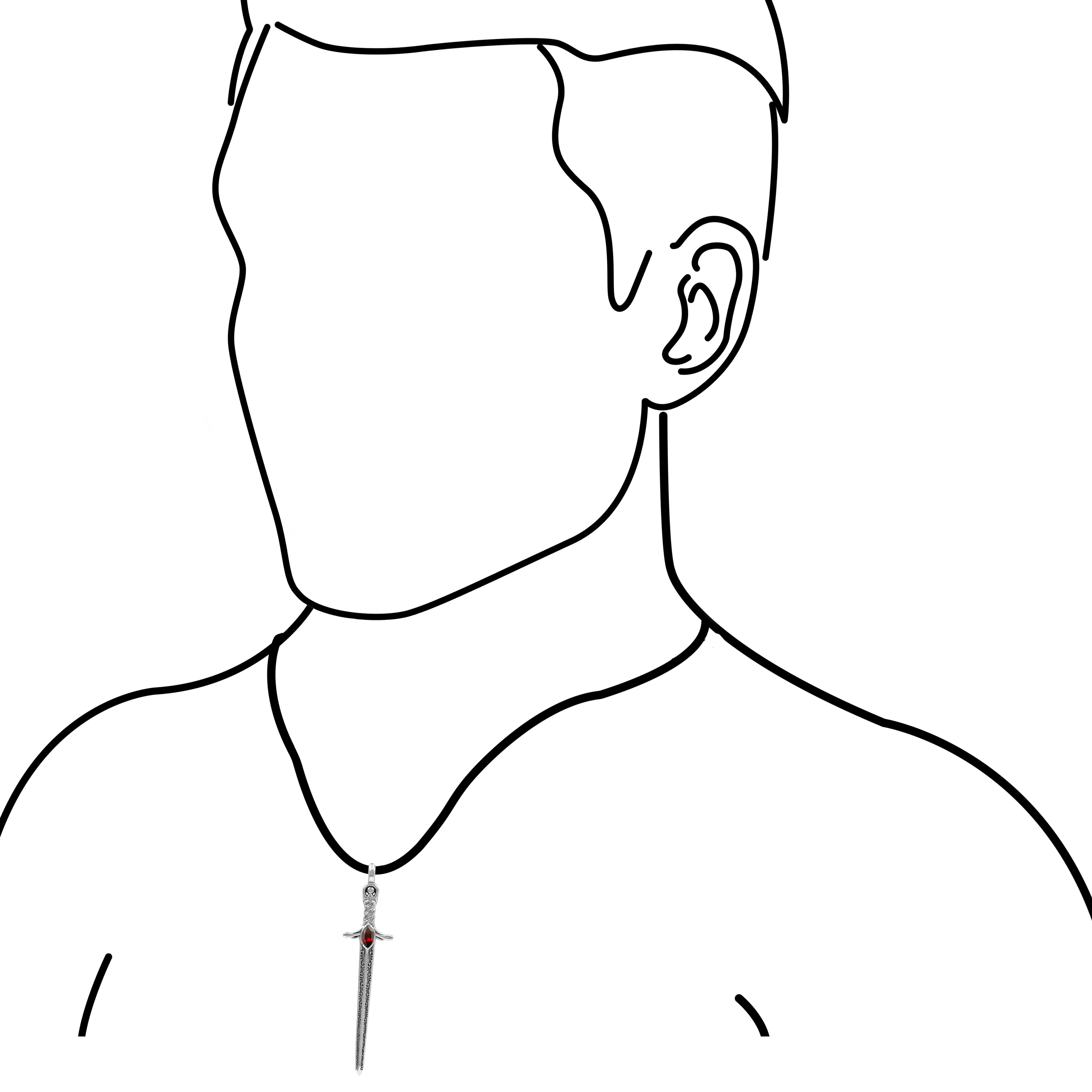 Starborn Garnet Sword Pendant in Sterling Silver