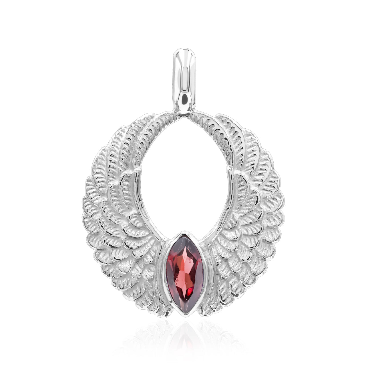 Starborn Angel Wings Pendant with Marquise Gemstone in Sterling Silver