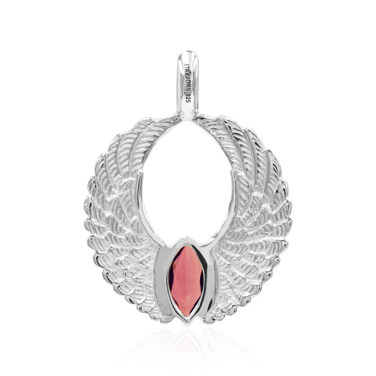 Starborn Angel Wings Pendant with Marquise Gemstone in Sterling Silver
