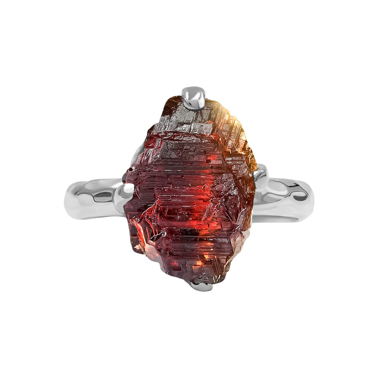 Starborn – Ring mit geätztem Spessartit-Granatkristall