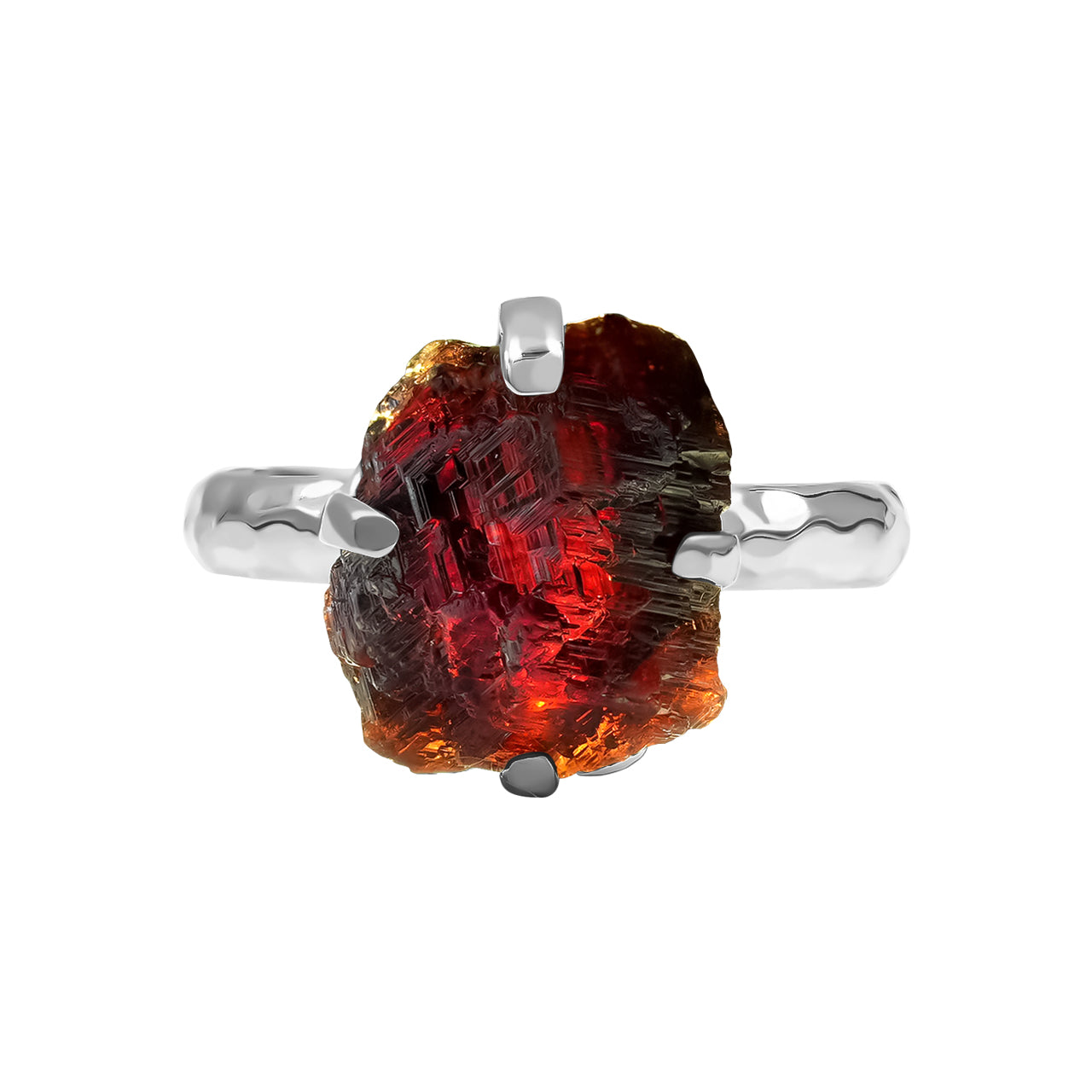 Starborn Etched Spessartite Garnet Crystal Ring