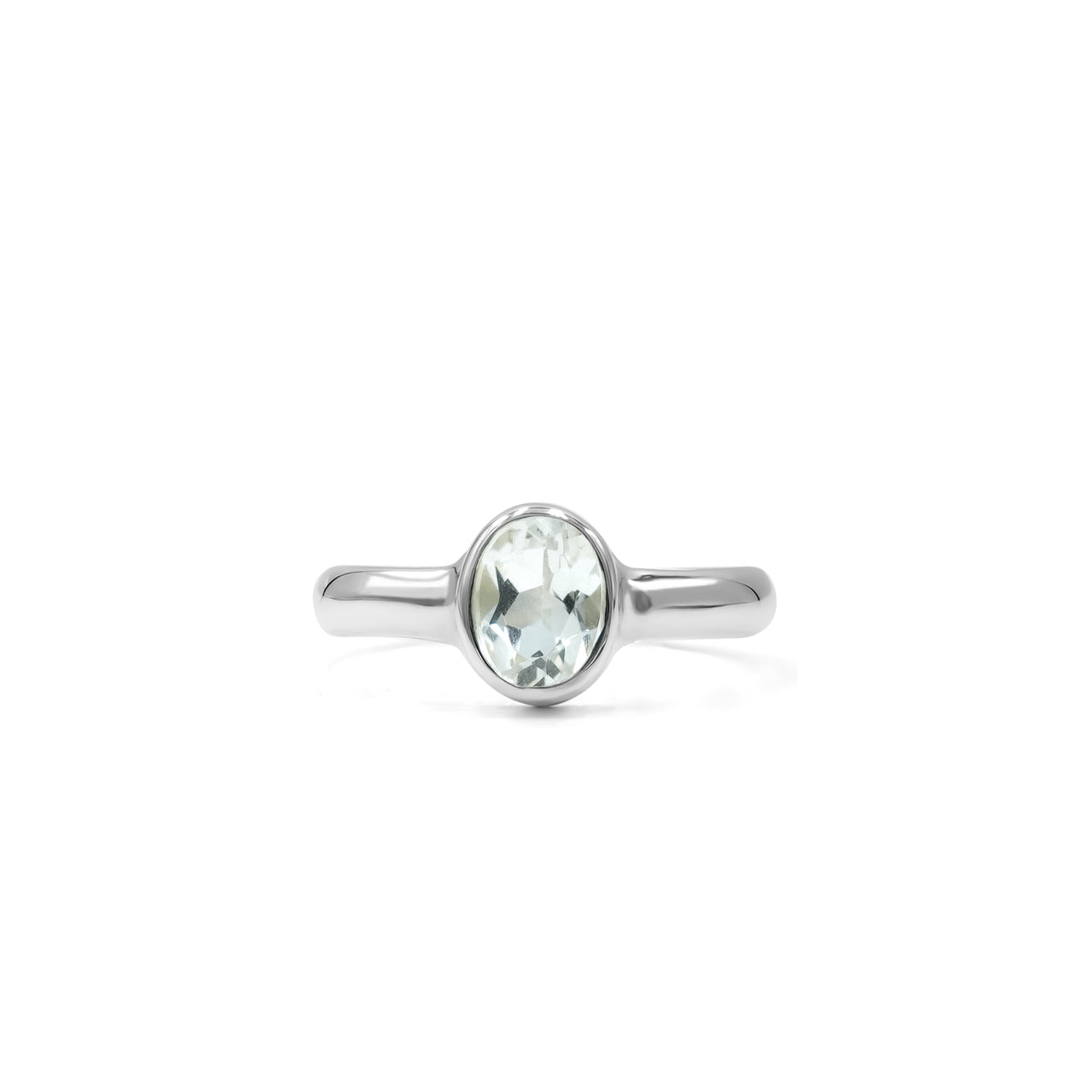 Starborn Goshenite Oval Faceted Ring in Fine Sterling Silver